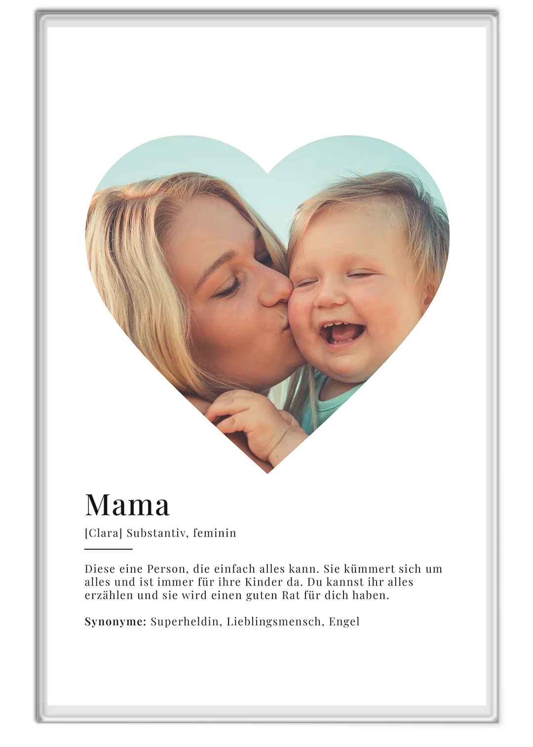 Verre acrylique "Mama Definition" avec photo en forme de coeur - Image 2