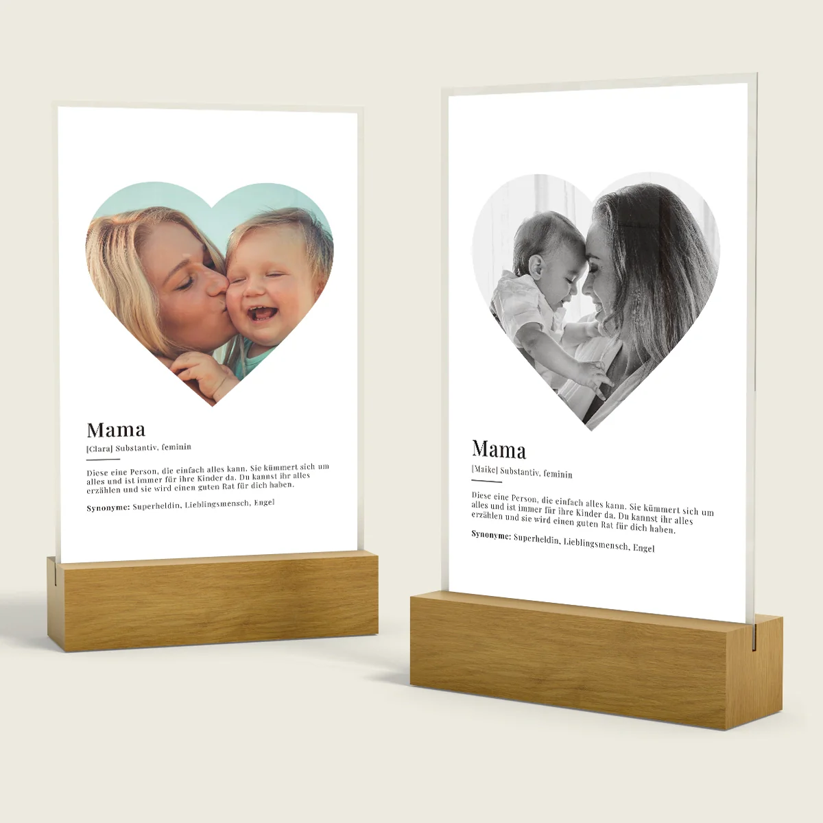 Verre acrylique "Mama Definition" avec photo en forme de coeur - Image 3