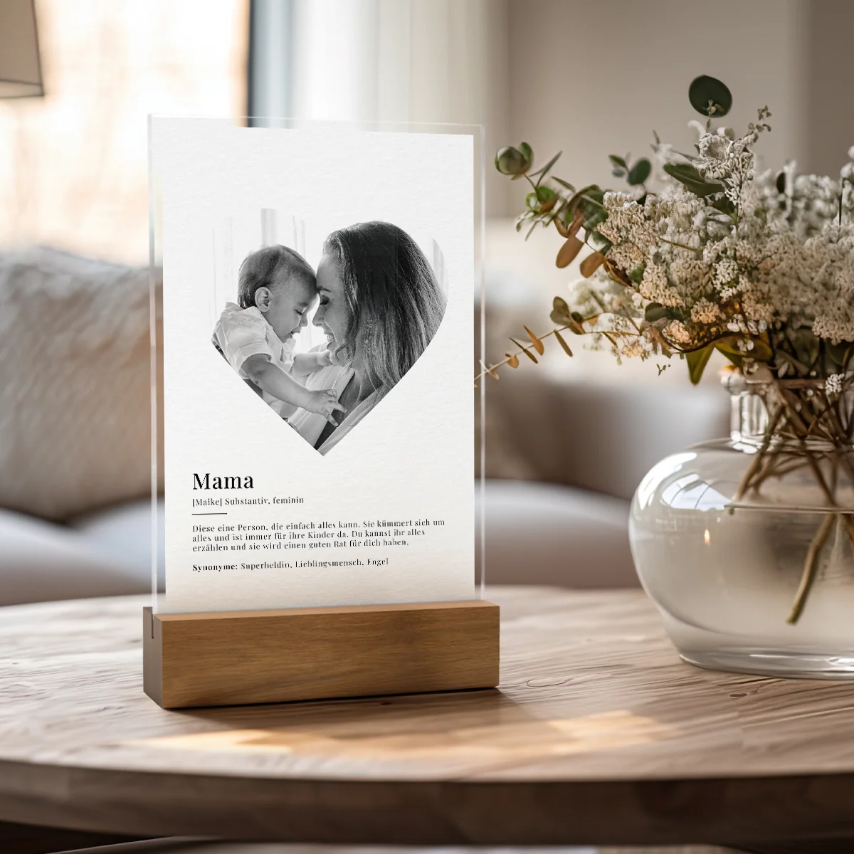 Verre acrylique "Mama Definition" avec photo en forme de coeur - Image 4
