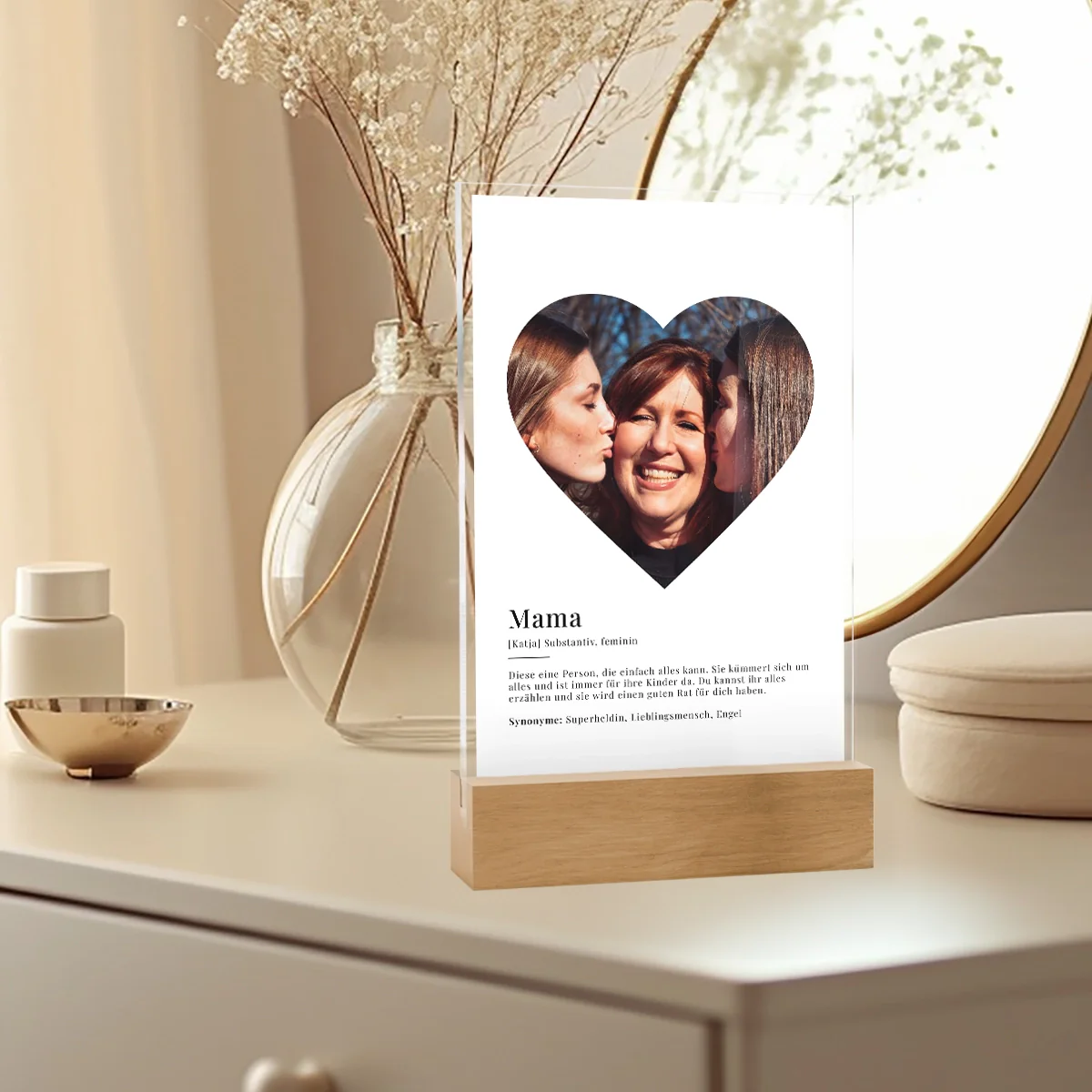 Verre acrylique "Mama Definition" avec photo en forme de coeur - Image 5