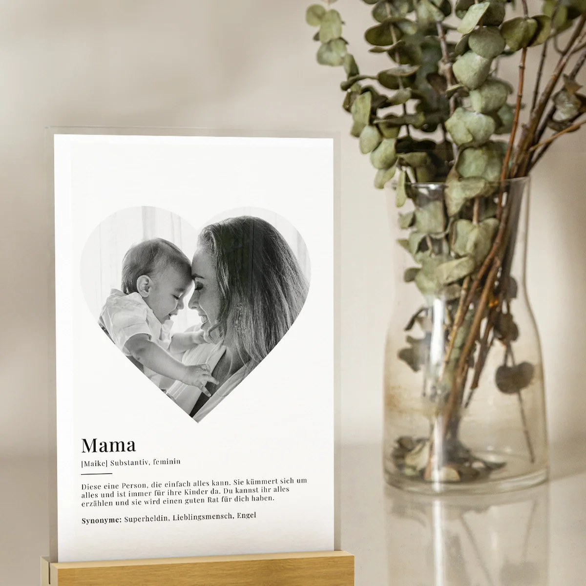 Verre acrylique "Mama Definition" avec photo en forme de coeur - Image 7
