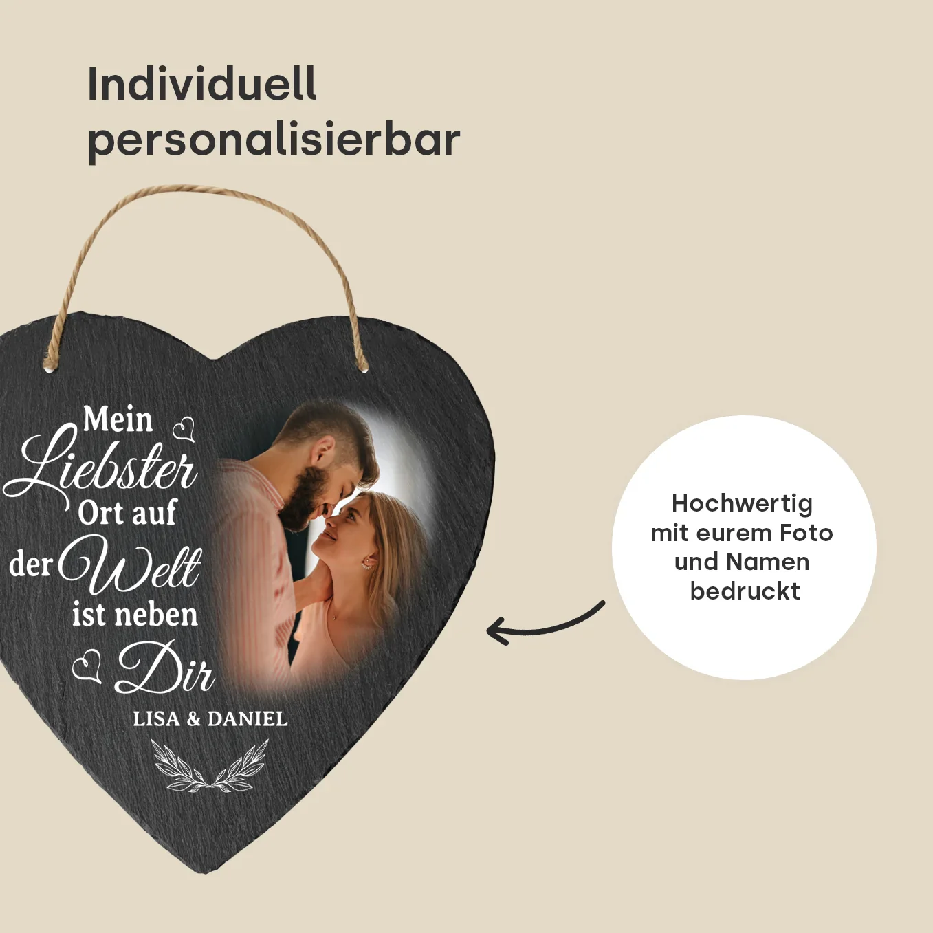 Ardoise personnalisée en forme de cœur « Lieu chéri » - Image 7