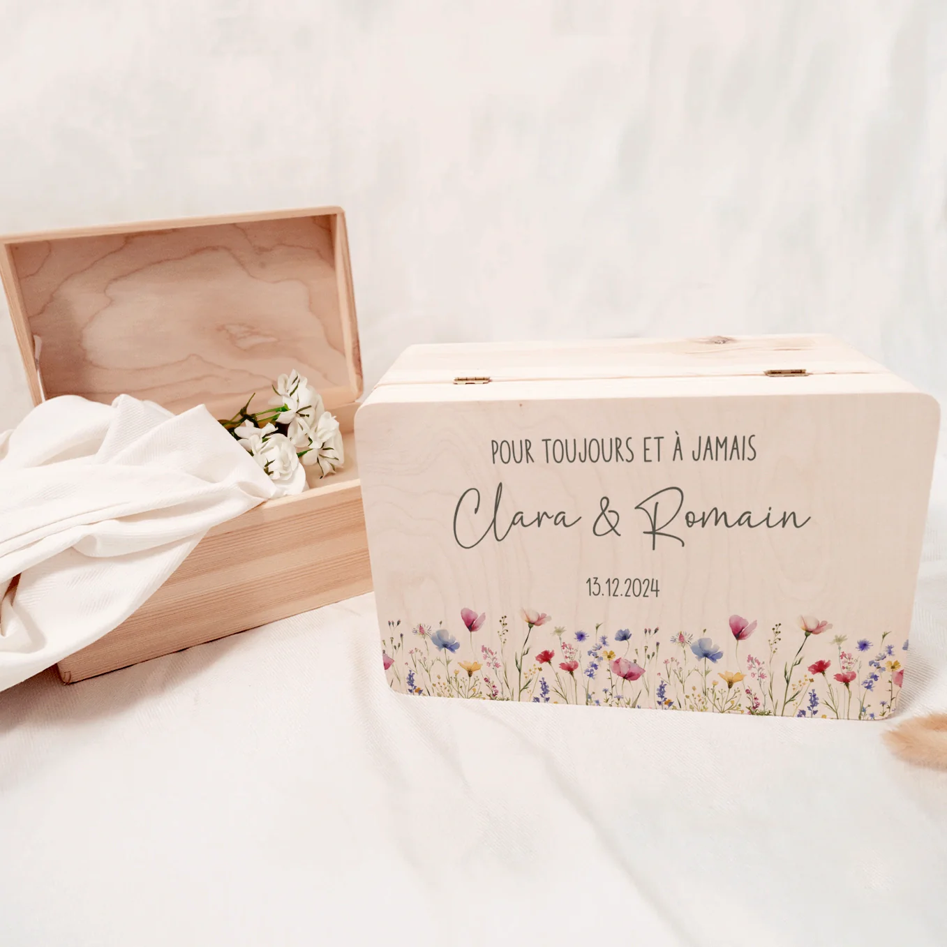 Boîte à souvenirs de mariage personnalisée « Fleurs » - Image 12