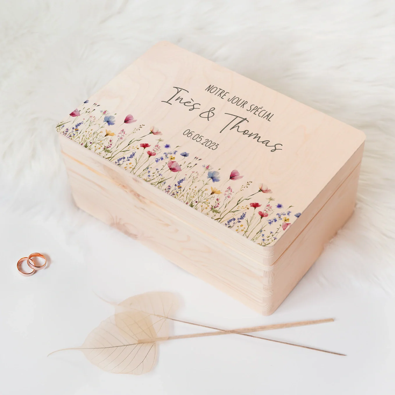 Boîte à souvenirs de mariage personnalisée « Fleurs » - Image 13