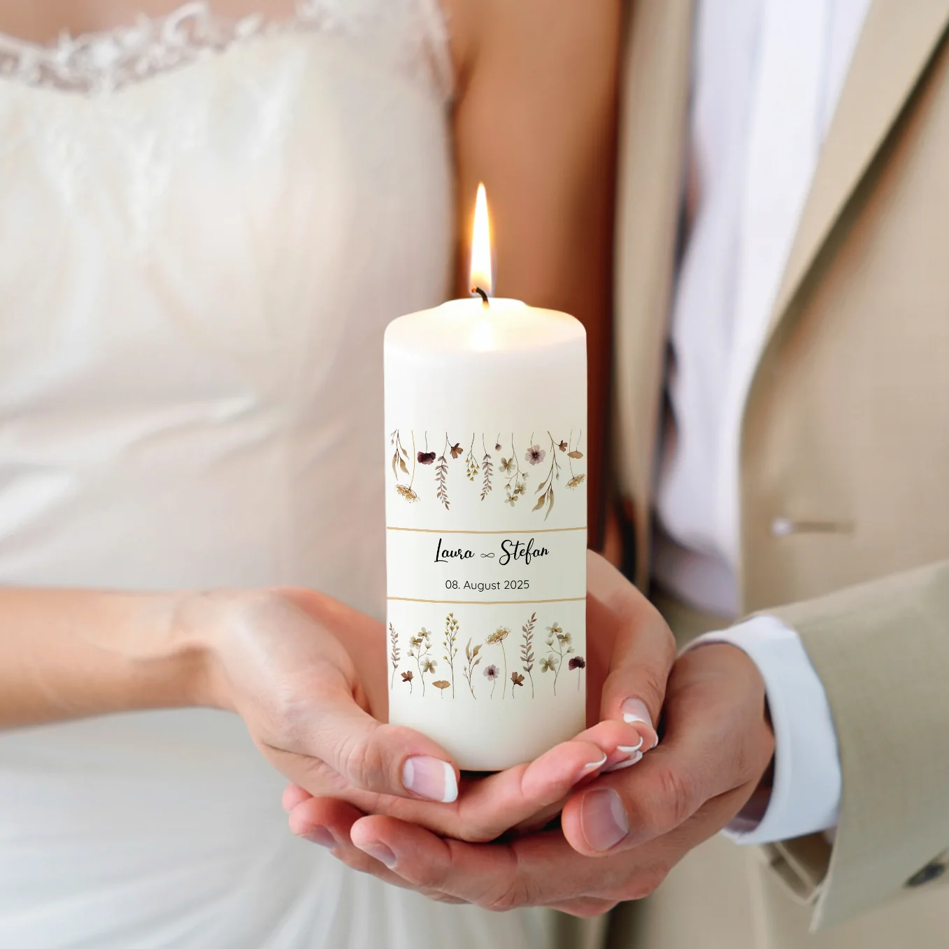 Bougie de mariage personnalisée « Fleurs » - Image 10