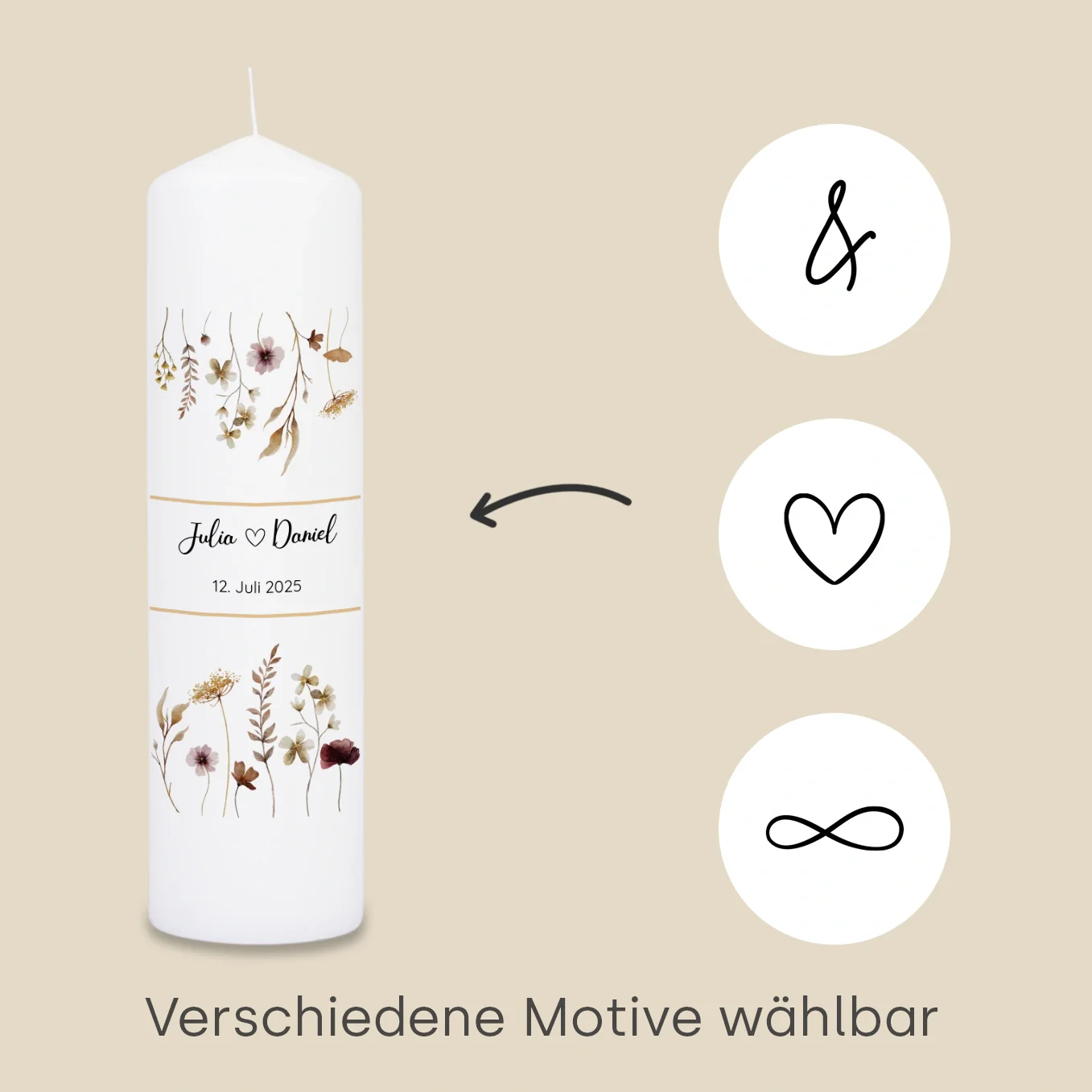 Bougie de mariage personnalisée « Fleurs » - Image 11