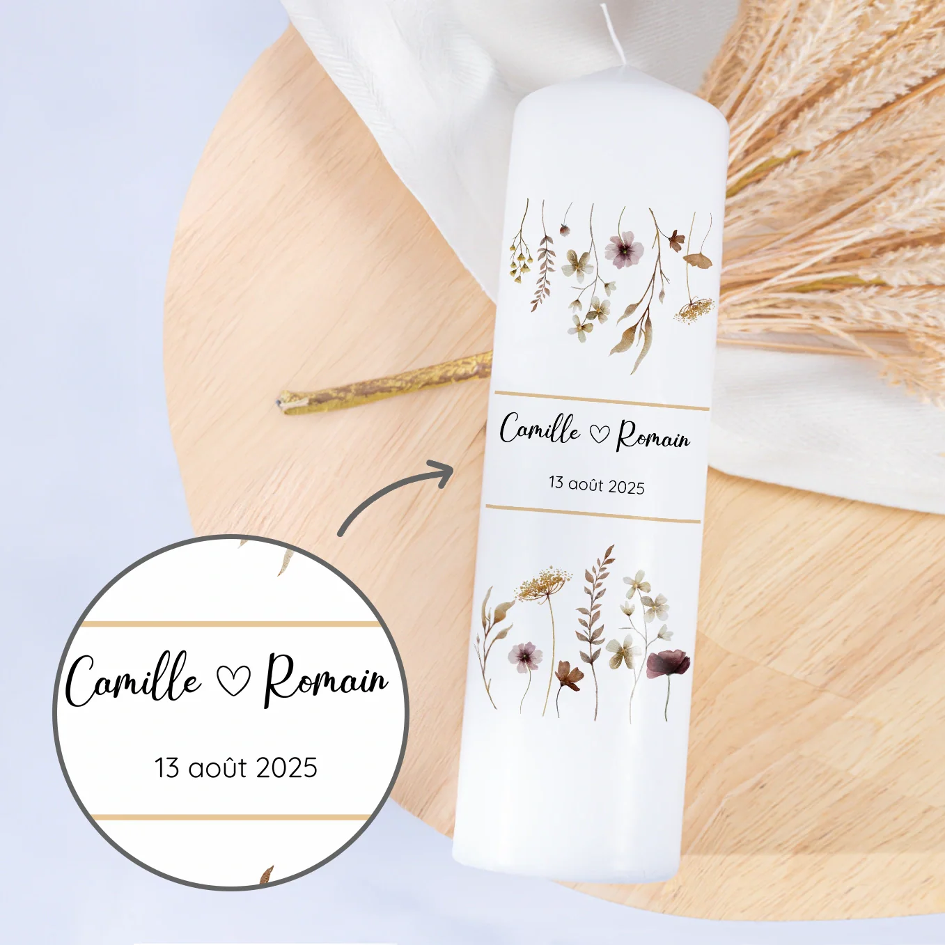 Bougie de mariage personnalisée « Fleurs » - Image 13