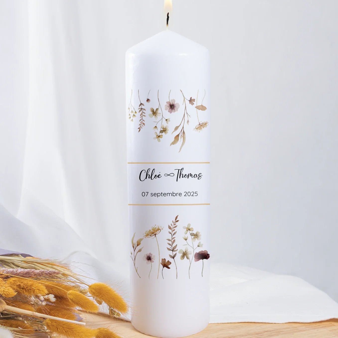 Bougie de mariage personnalisée « Fleurs » - Image 14