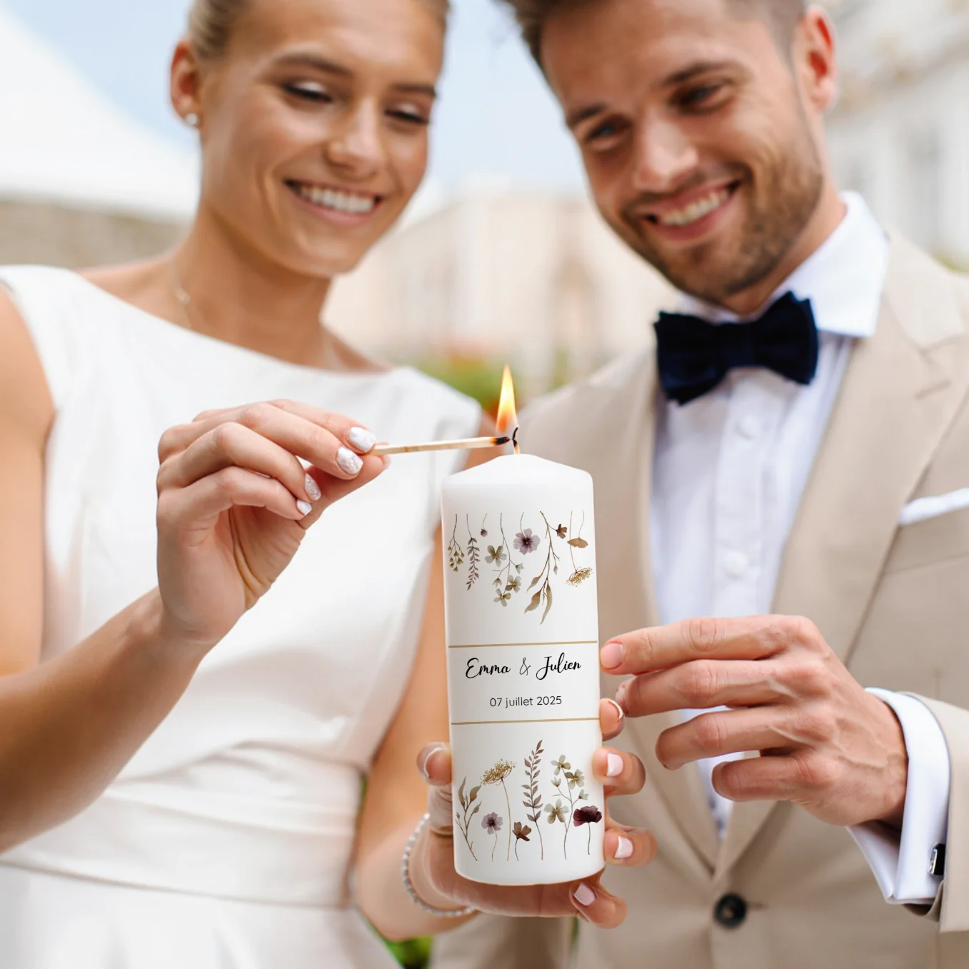 Bougie de mariage personnalisée « Fleurs » - Image 15
