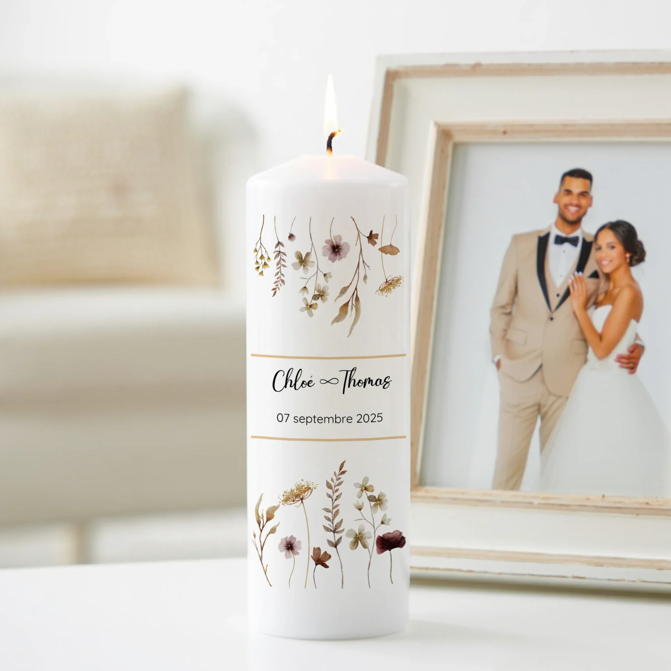Bougie de mariage personnalisée « Fleurs » - Image 17