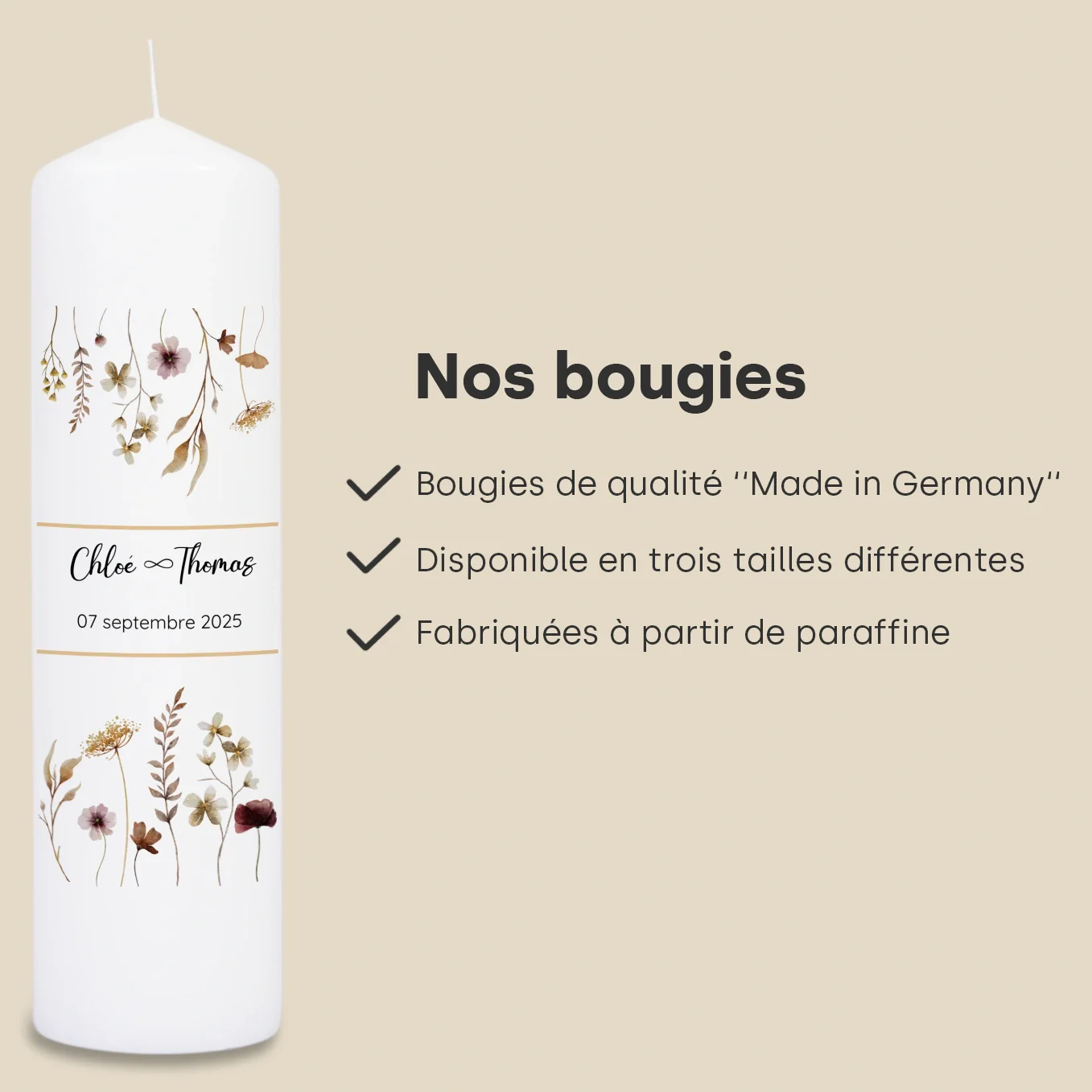Bougie de mariage personnalisée « Fleurs » - Image 20