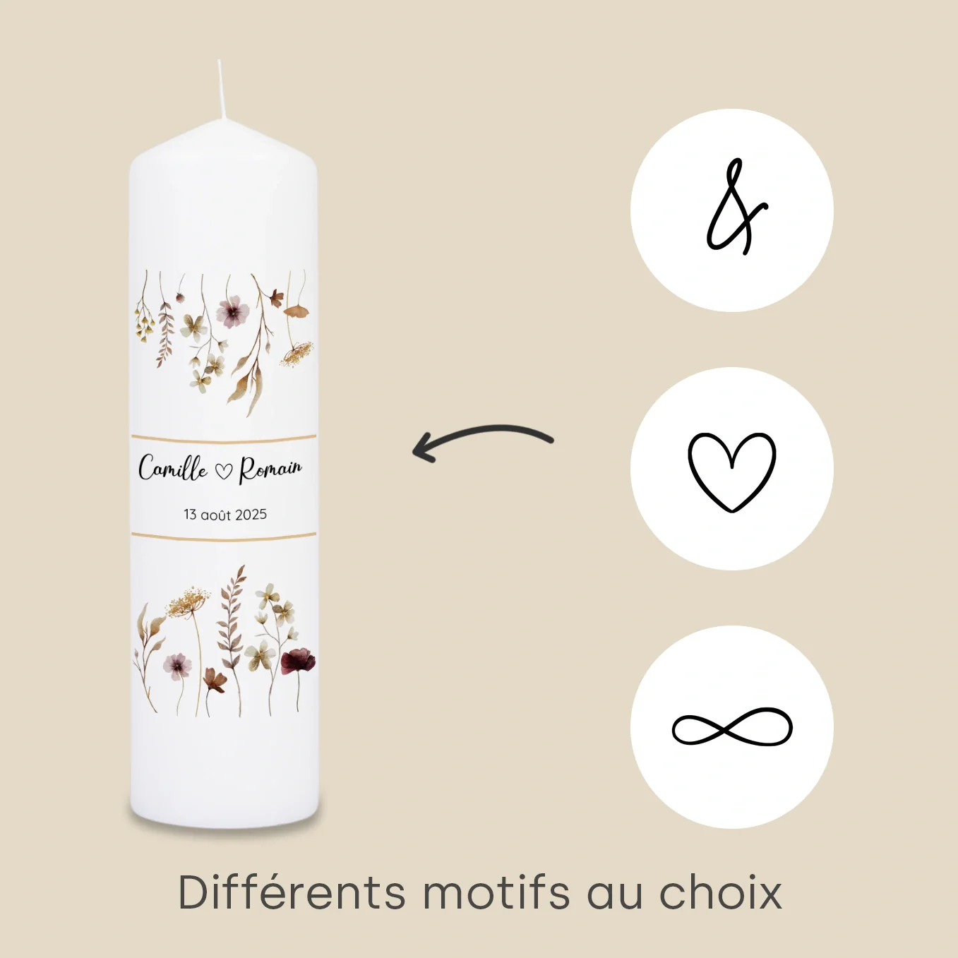 Bougie de mariage personnalisée « Fleurs » - Image 22