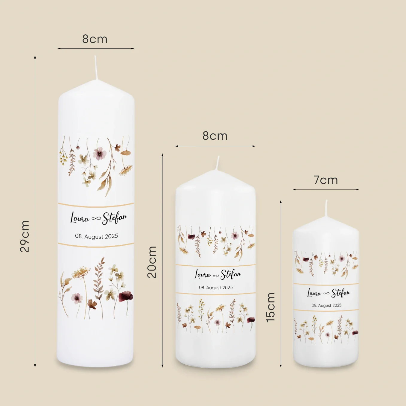 Bougie de mariage personnalisée « Fleurs » - Image 7