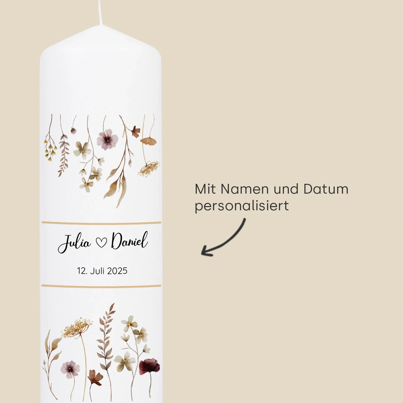 Bougie de mariage personnalisée « Fleurs » - Image 8