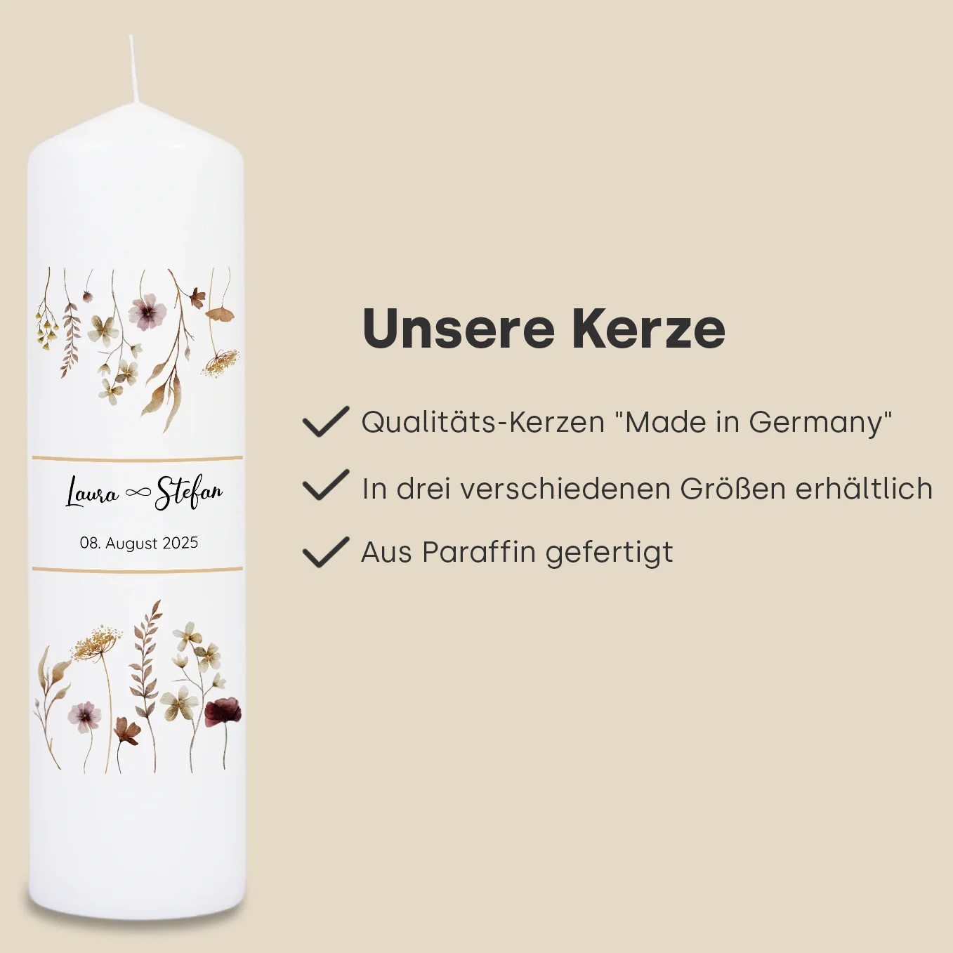 Bougie de mariage personnalisée « Fleurs » - Image 9