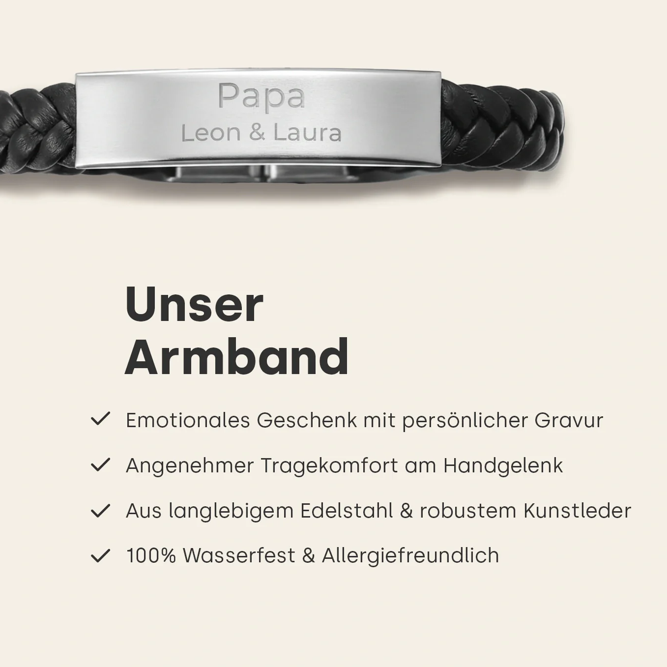 Bracelet en cuir personnalisé « Papa » - Image 9