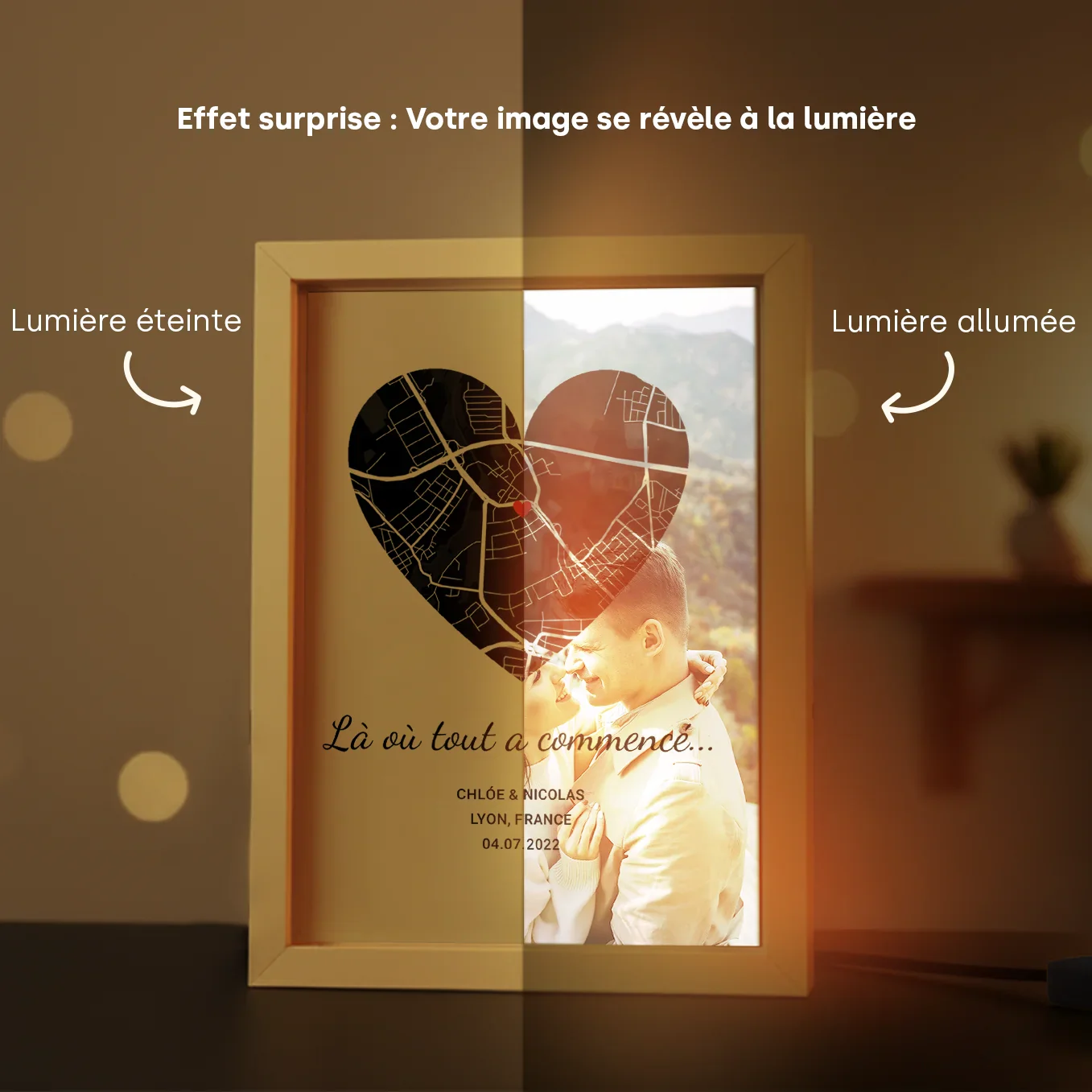 Cadre LED personnalisé « Là où tout a commencé » - Image 3