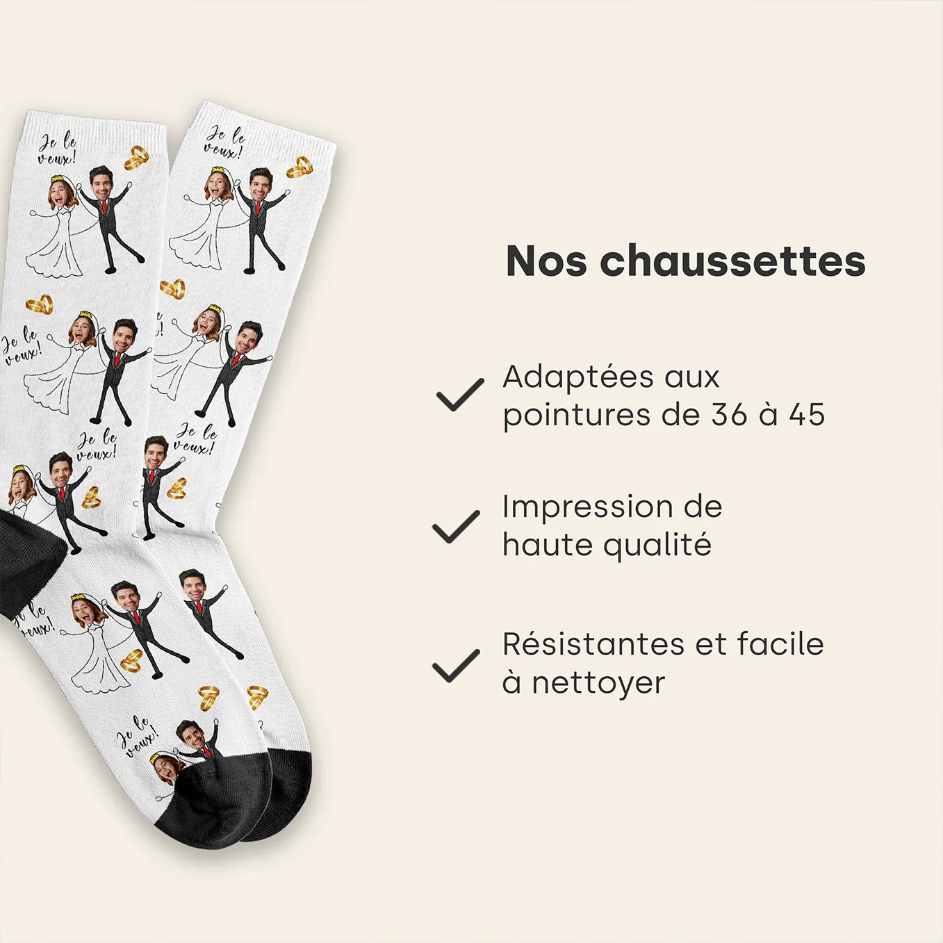 Chaussettes personnalisées « Mariés » - Image 24