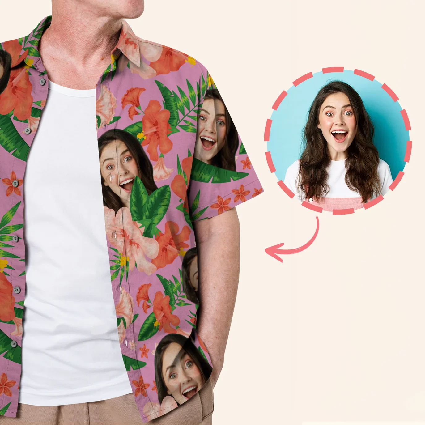 Chemise hawaïenne personnalisée « Photo »