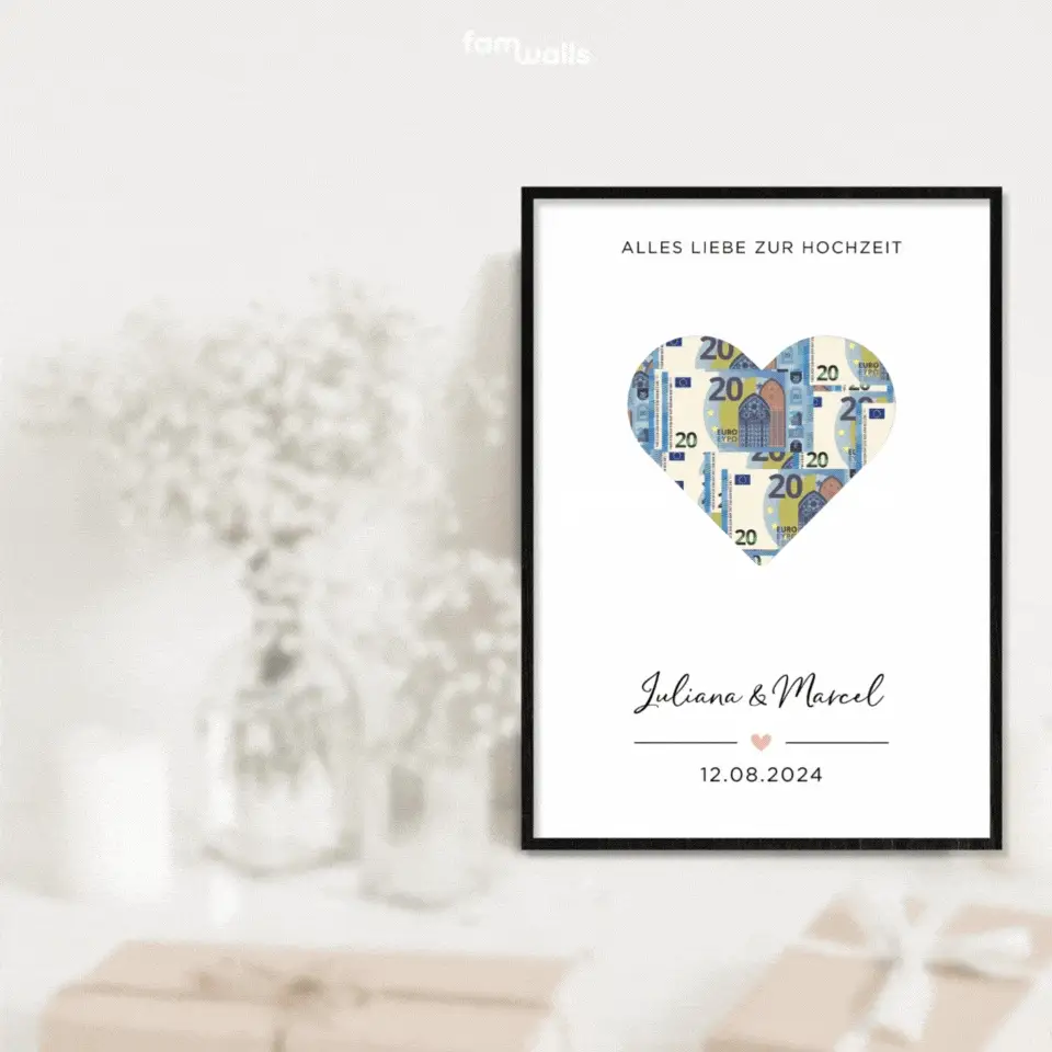 Don d'argent personnalisé pour mariage « Coeur » - Image 11