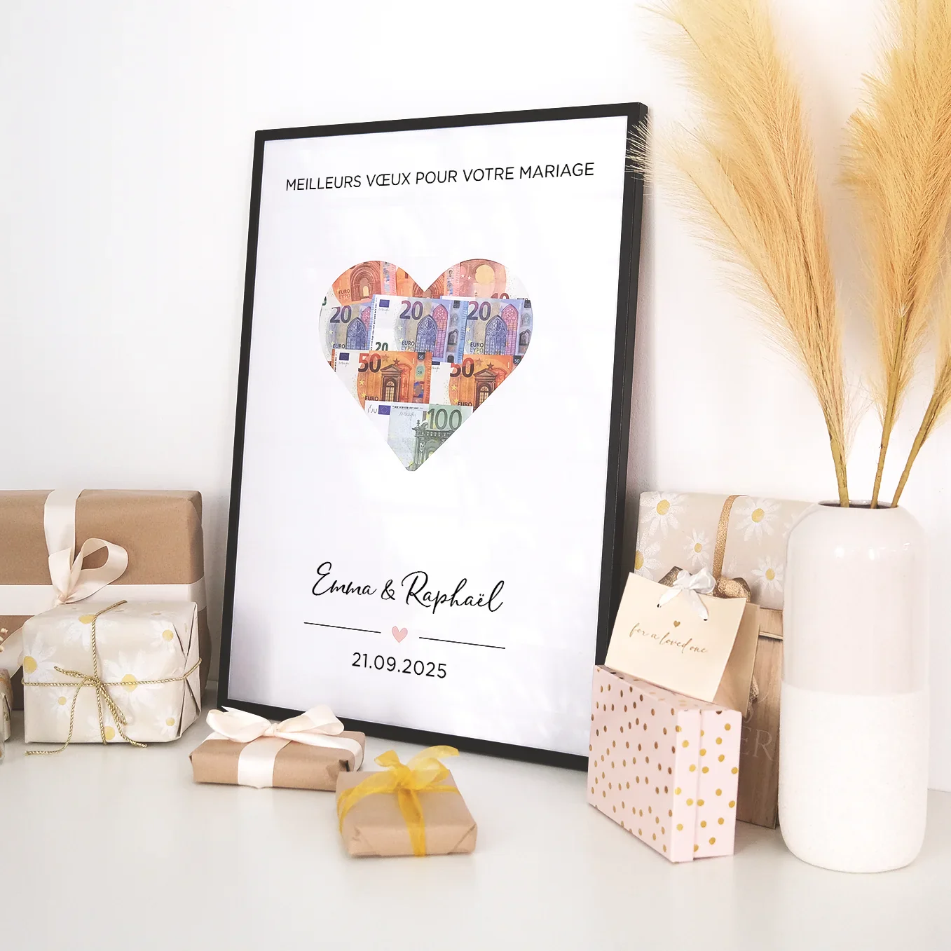 Don d'argent personnalisé pour mariage « Coeur » - Image 3