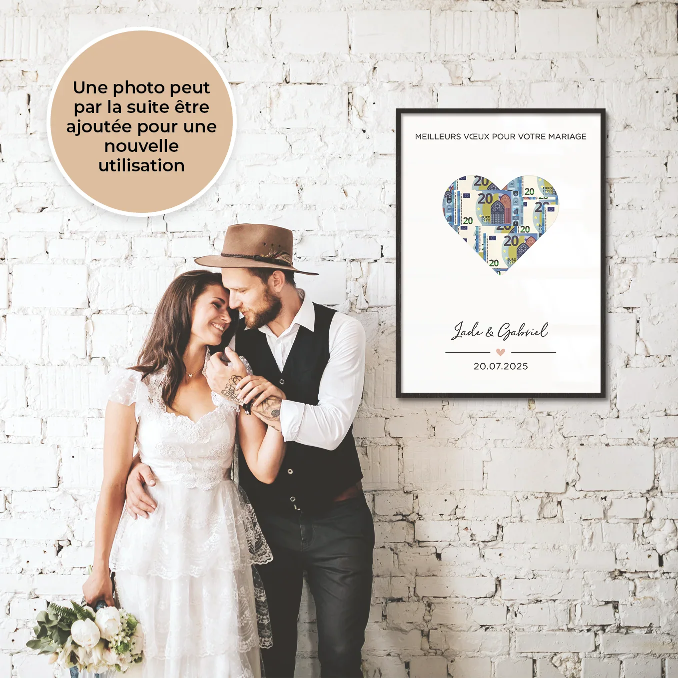 Don d'argent personnalisé pour mariage « Coeur » - Image 7
