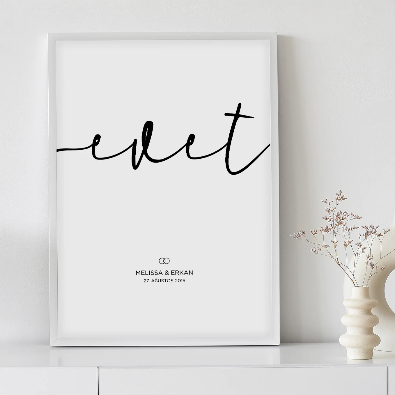 Affiche de mariage "Evet" (turc)