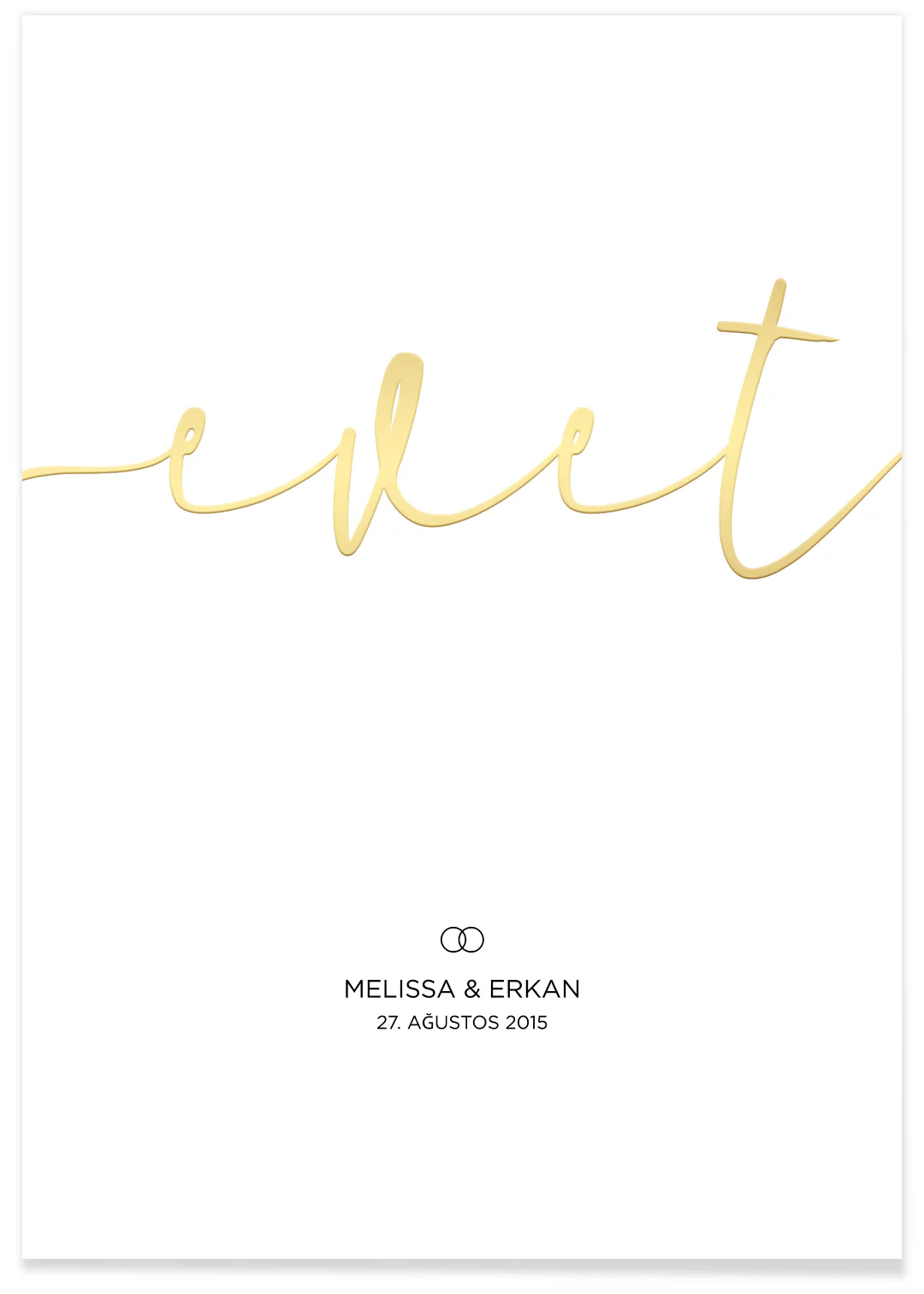 Affiche de mariage "Evet" (turc) avec écriture dorée - Image 3