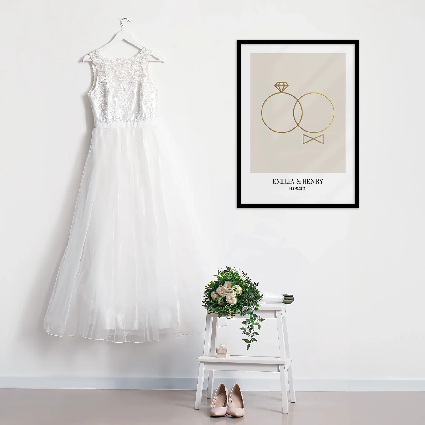 Affiche de mariage "Anneaux" avec feuille d'or - Image 7