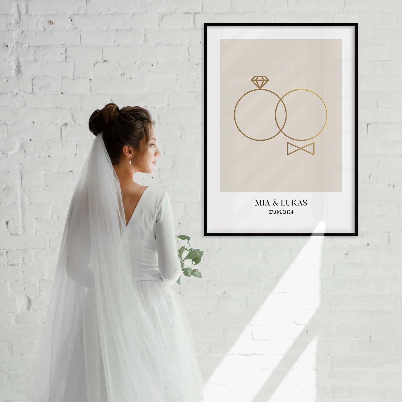 Affiche de mariage "Anneaux" avec feuille d'or - Image 8