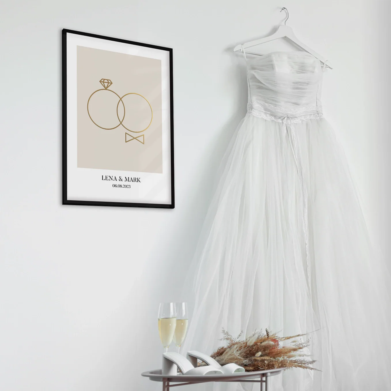 Affiche de mariage "Anneaux" avec feuille d'or - Image 9