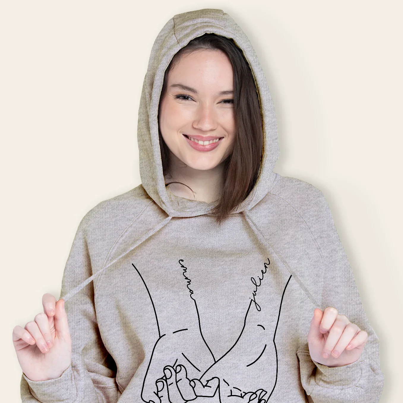 Sweat à capuche personnalisé « Main dans la main » - Image 10