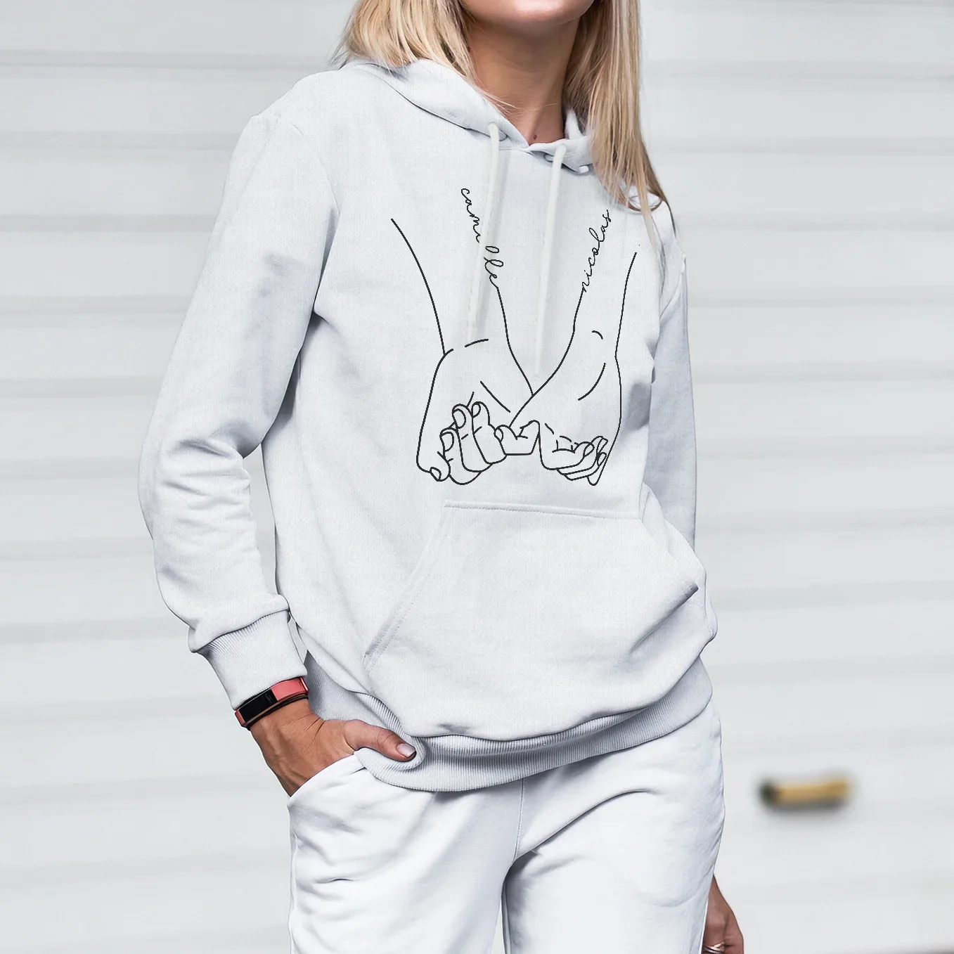 Sweat à capuche personnalisé « Main dans la main » - Image 11