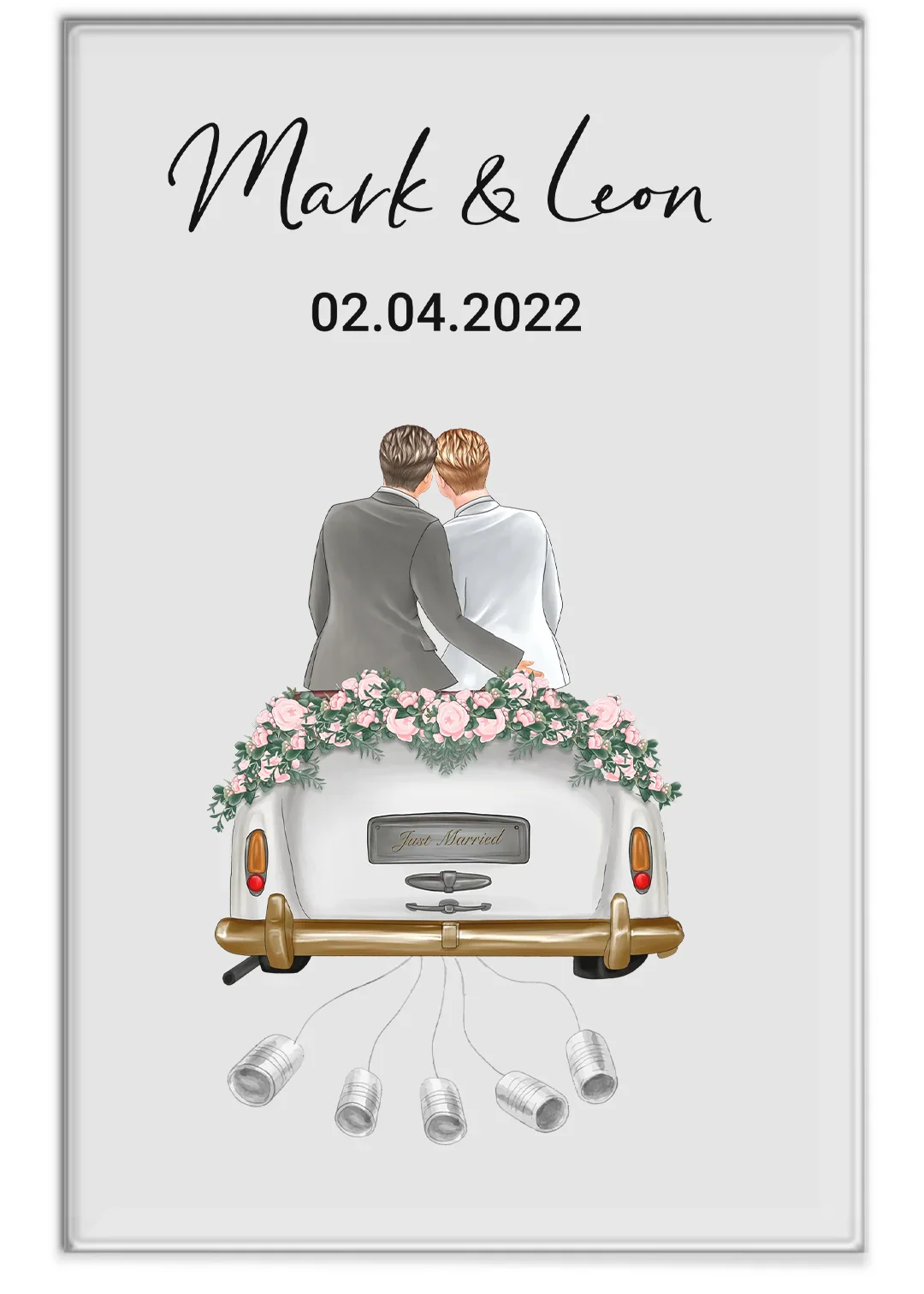 "Just Married" - Tableau acrylique personnalisé comme cadeau en argent | Couples LGBTQ - Image 10