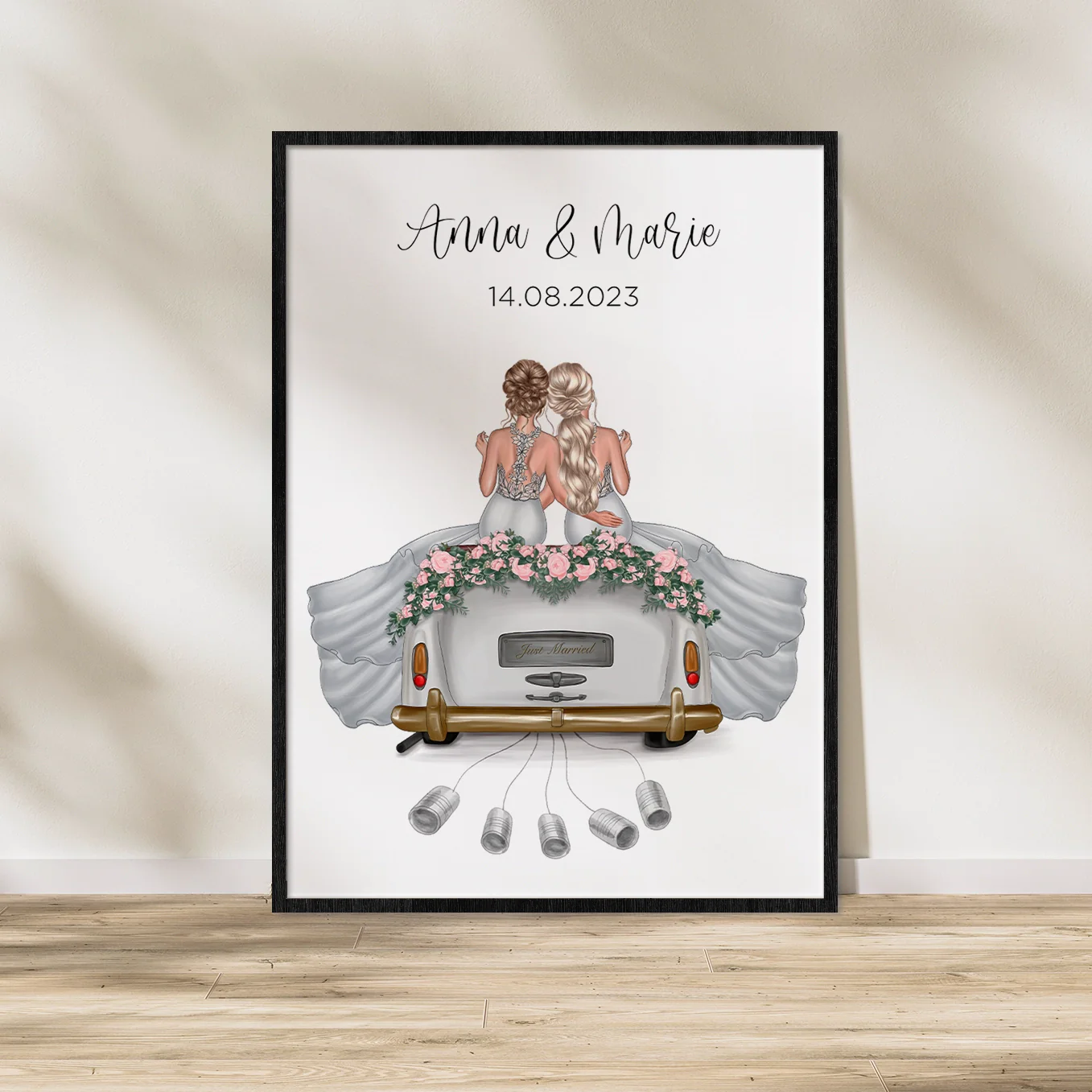 "Just Married" - Affiche personnalisée comme cadeau en argent | Couples LGBTQ