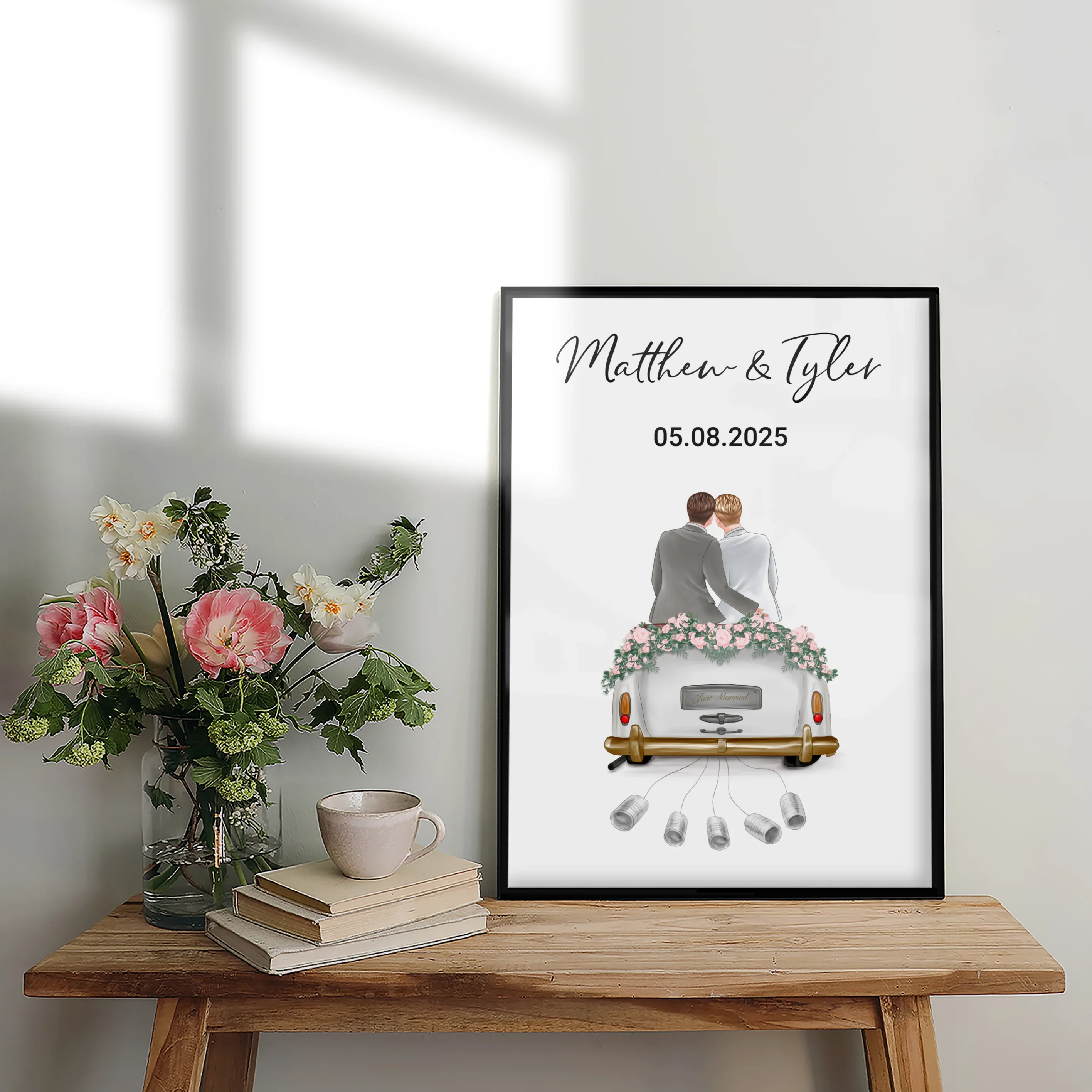 "Just Married" - Affiche personnalisée comme cadeau en argent | Couples LGBTQ - Image 10