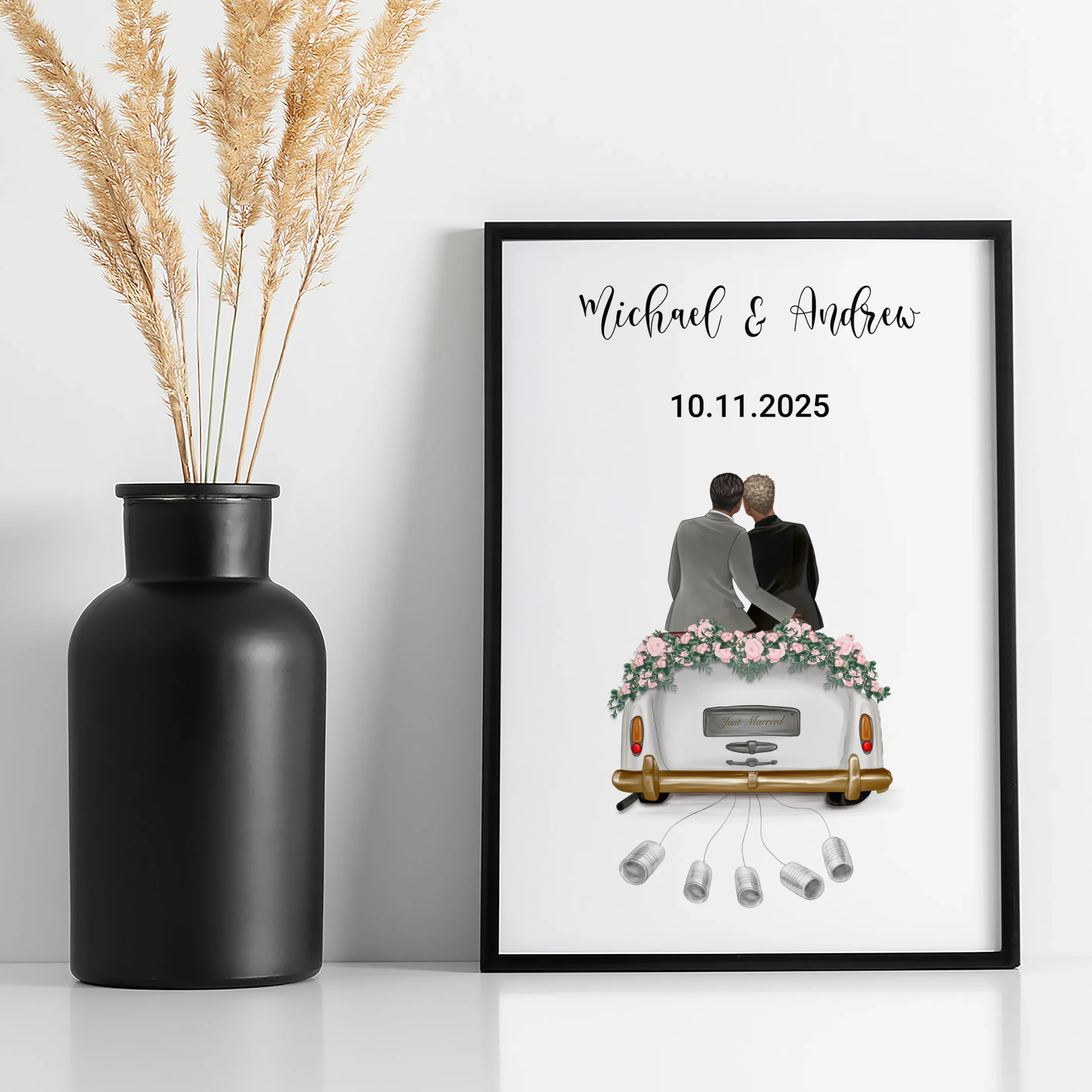 "Just Married" - Affiche personnalisée comme cadeau en argent | Couples LGBTQ - Image 11