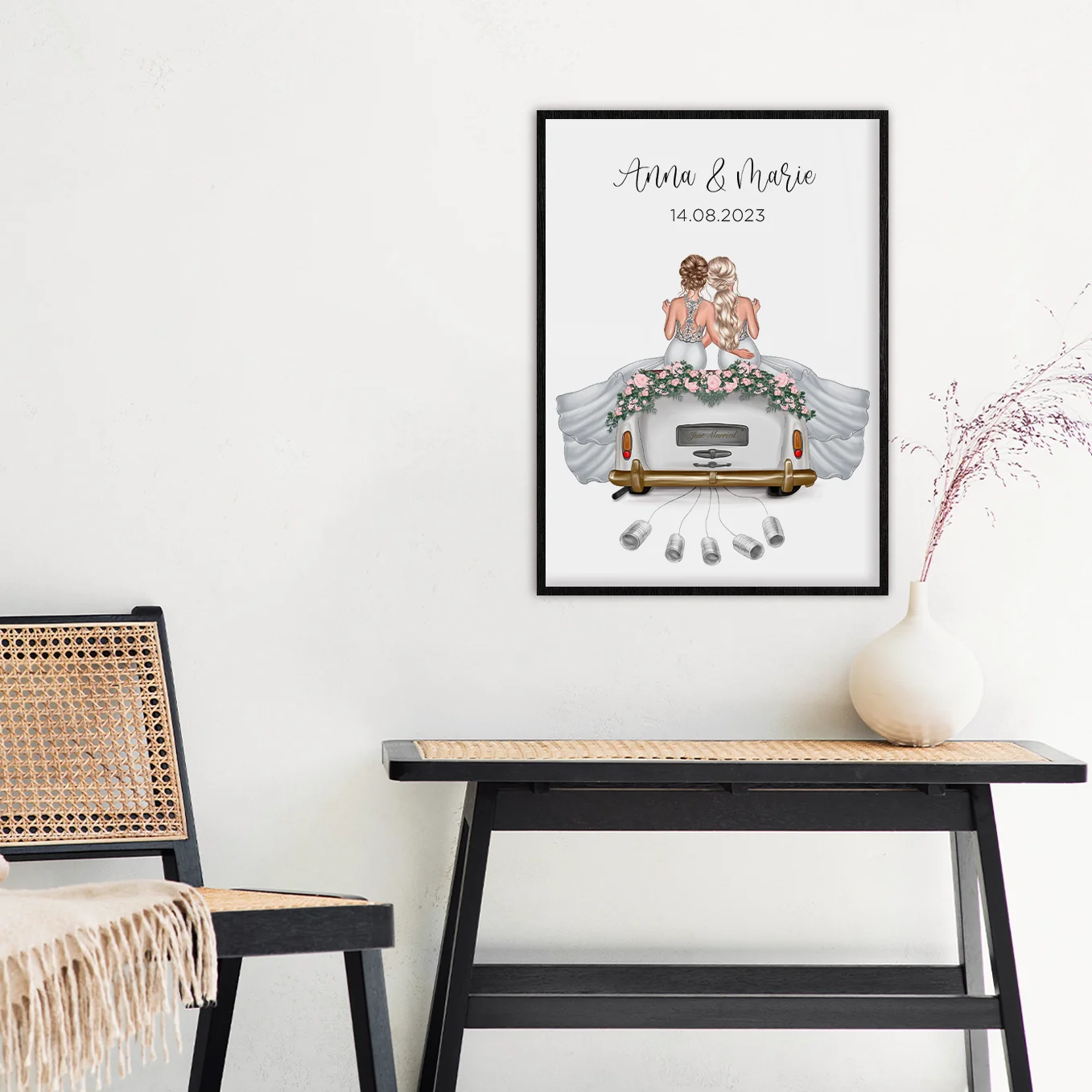 "Just Married" - Affiche personnalisée comme cadeau en argent | Couples LGBTQ - Image 2