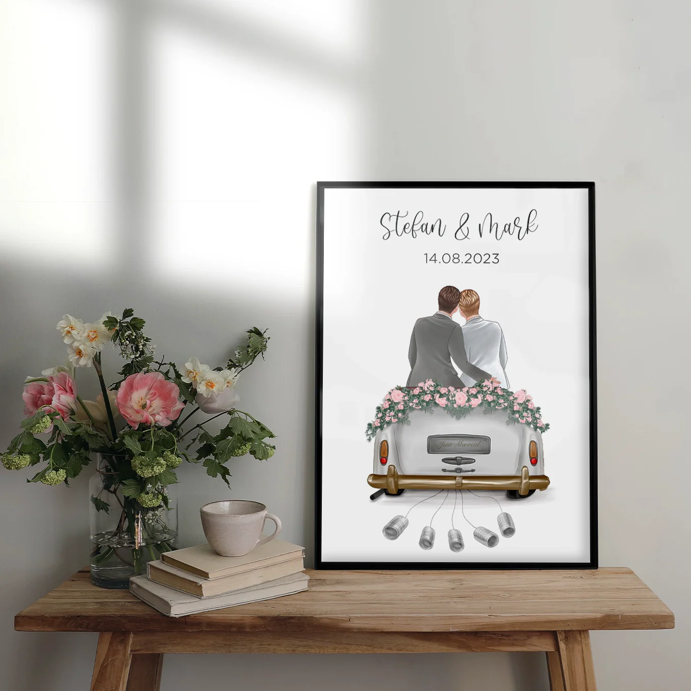 "Just Married" - Affiche personnalisée comme cadeau en argent | Couples LGBTQ - Image 3