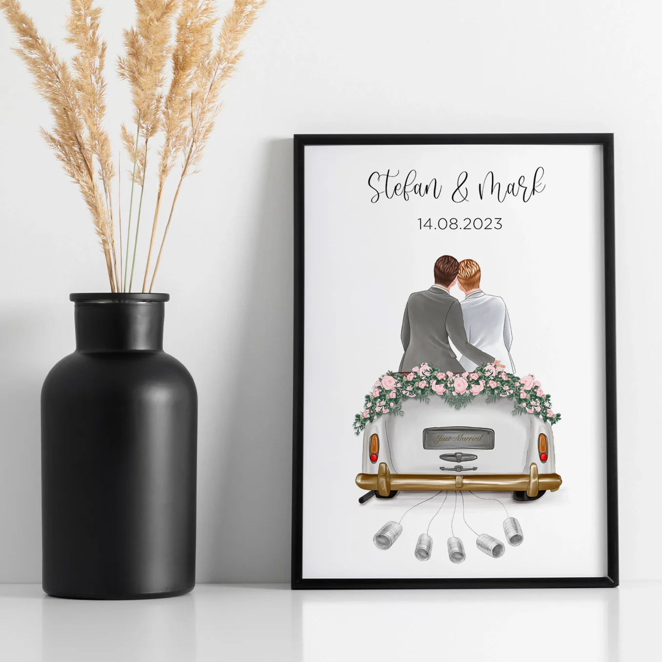"Just Married" - Affiche personnalisée comme cadeau en argent | Couples LGBTQ - Image 4