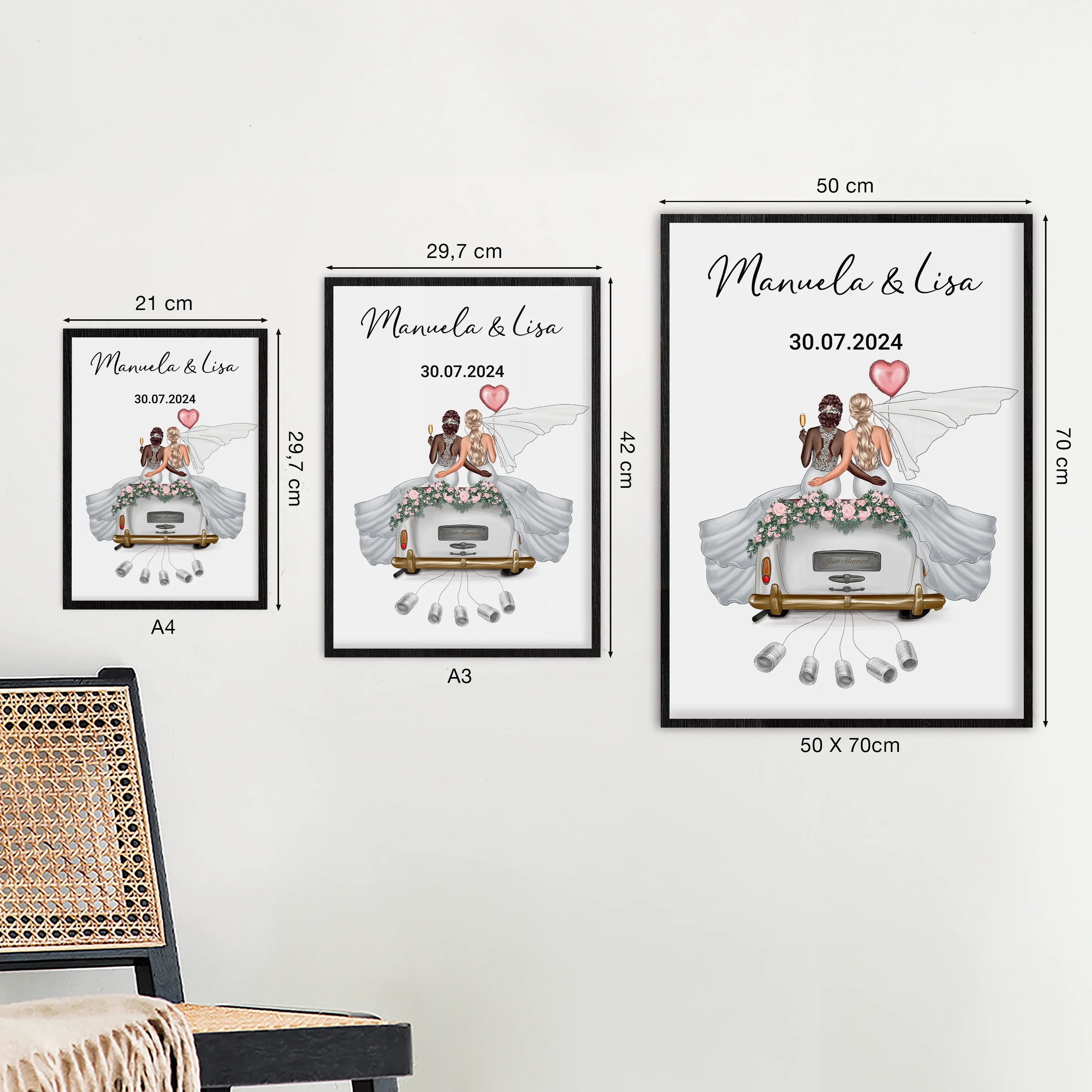 "Just Married" - Affiche personnalisée comme cadeau en argent | Couples LGBTQ - Image 5