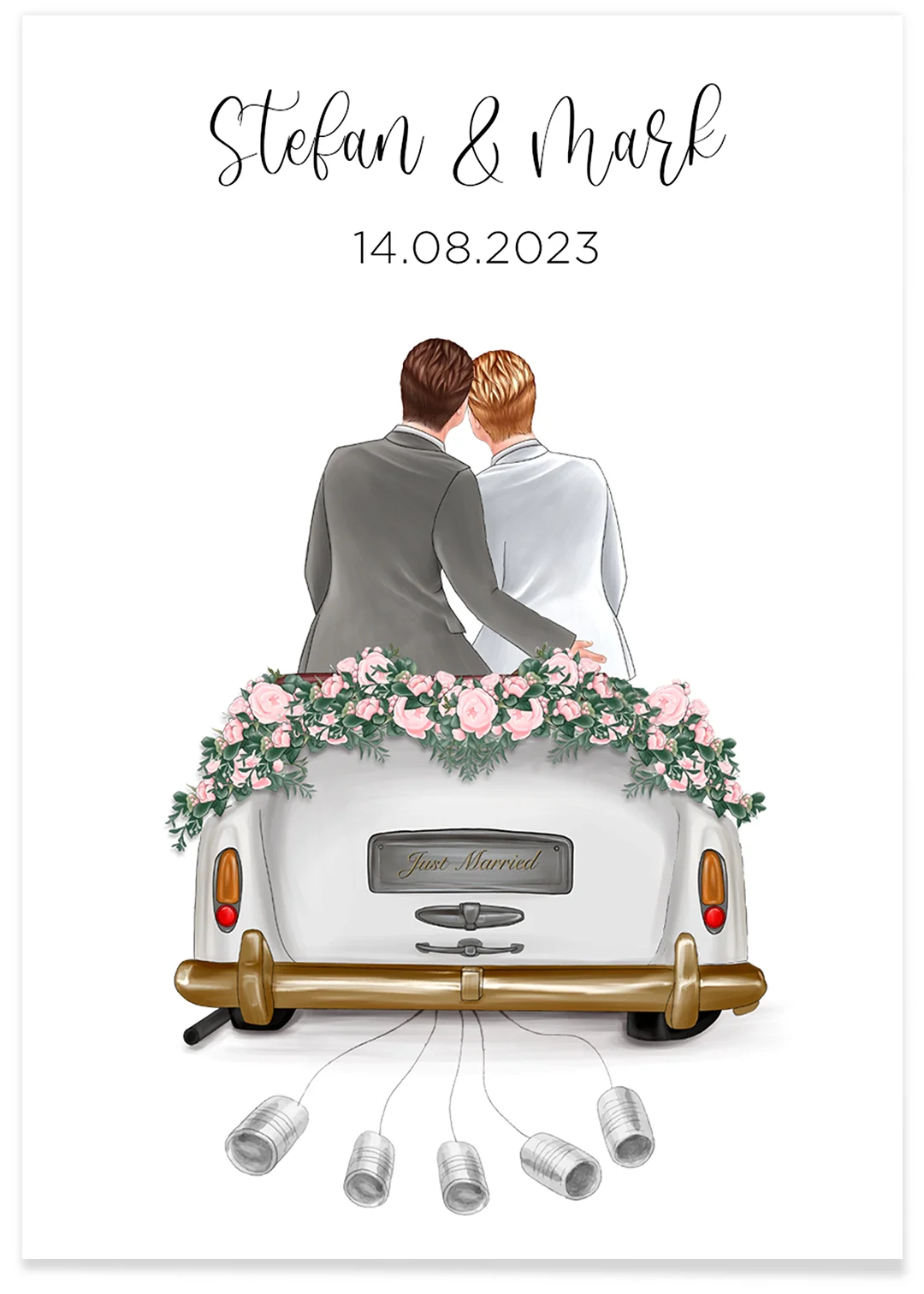 "Just Married" - Affiche personnalisée comme cadeau en argent | Couples LGBTQ - Image 7