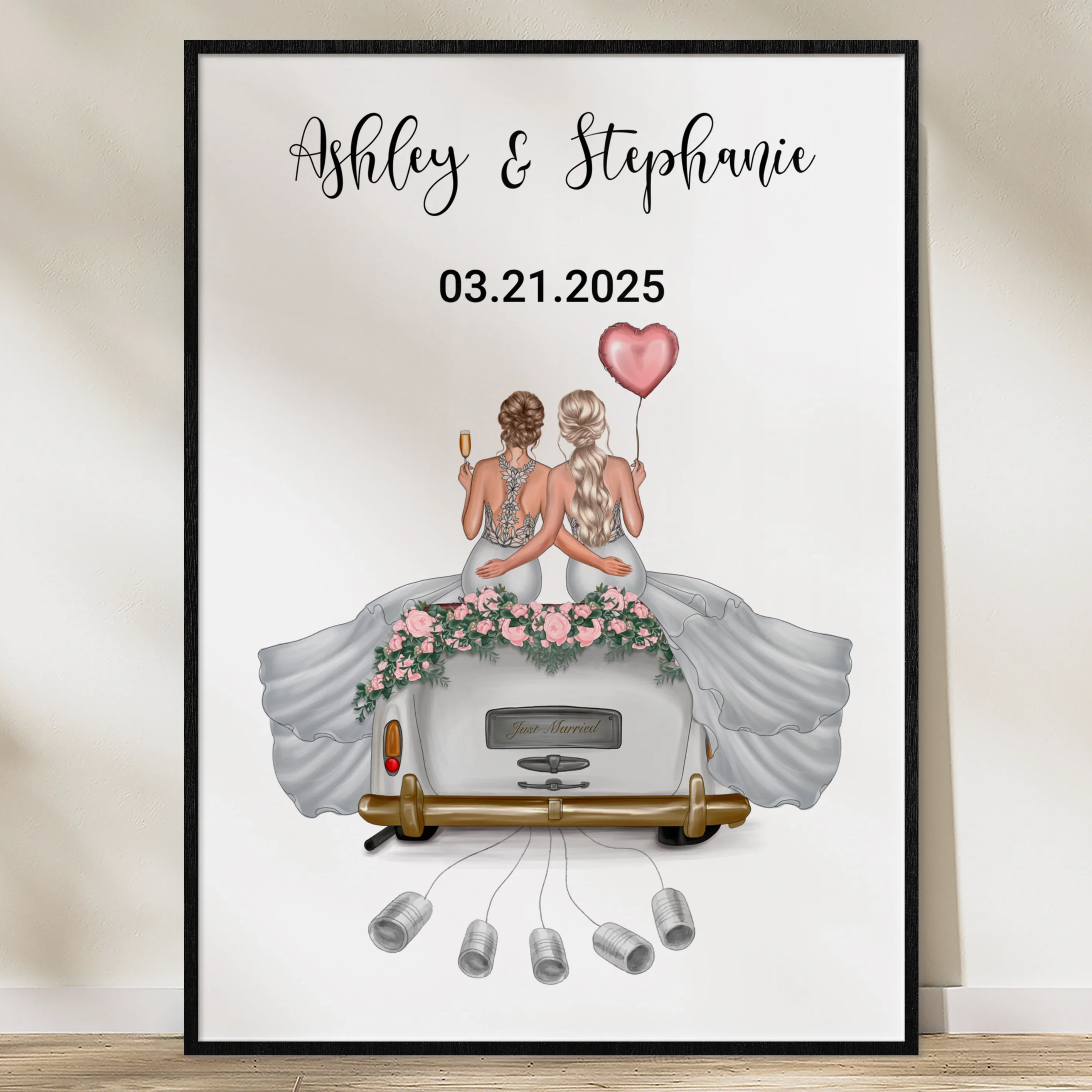 "Just Married" - Affiche personnalisée comme cadeau en argent | Couples LGBTQ - Image 8