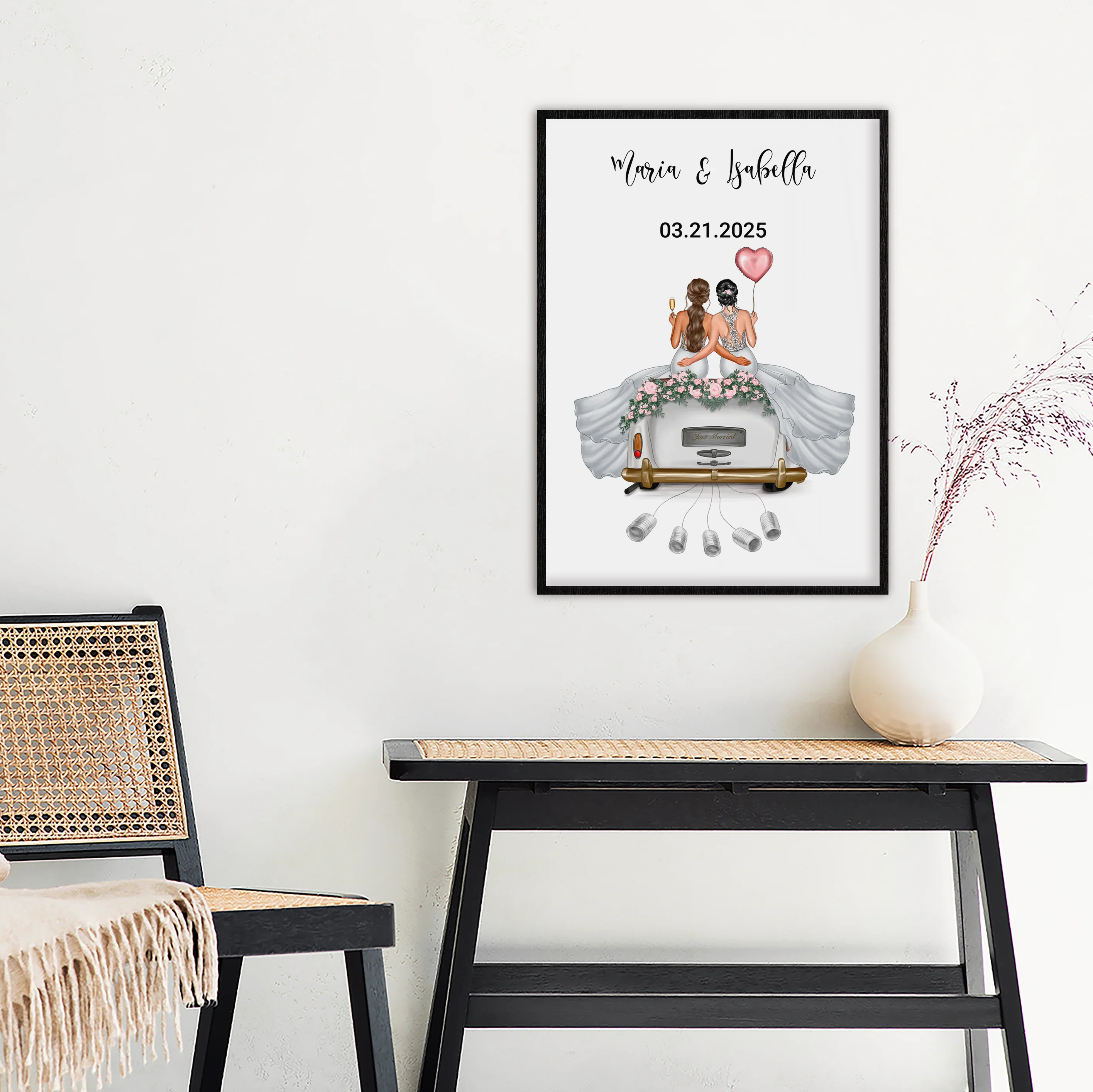 "Just Married" - Affiche personnalisée comme cadeau en argent | Couples LGBTQ - Image 9