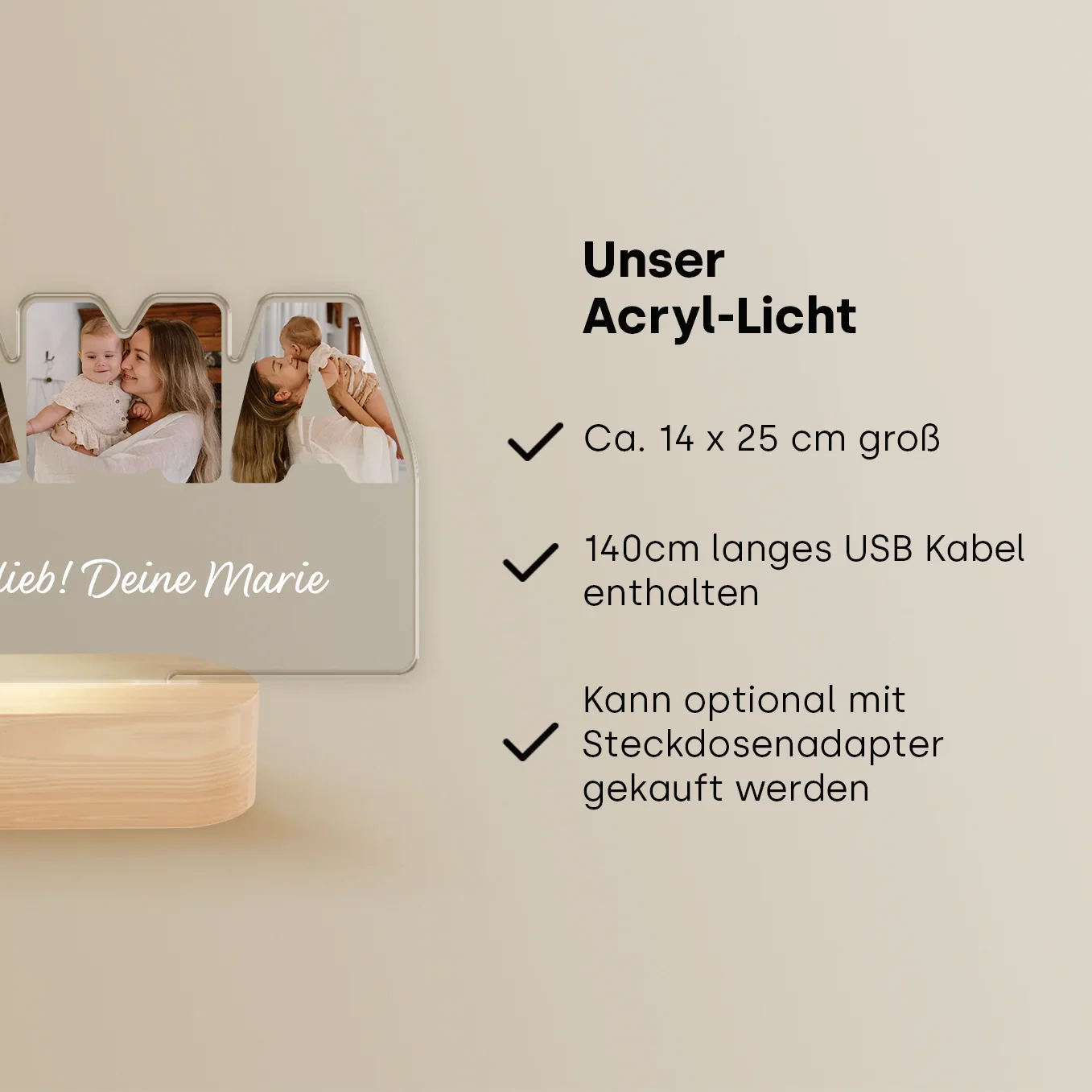 Lampe acrylique LED personnalisée "Maman" - Image 10