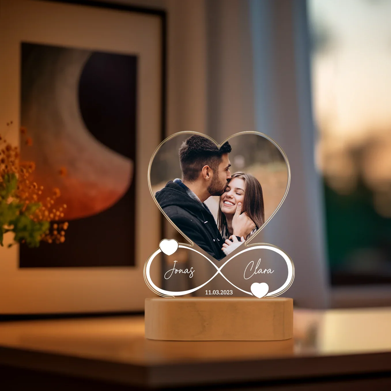 Lampe acrylique personnalisée « Pour toujours » | veilleuse, lumière décorative, lampe de chevet - Image 3