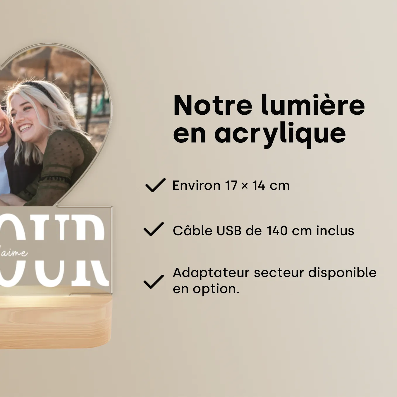 Lampe Acrylique « Amour » avec Photo Personnalisée  - Image 18