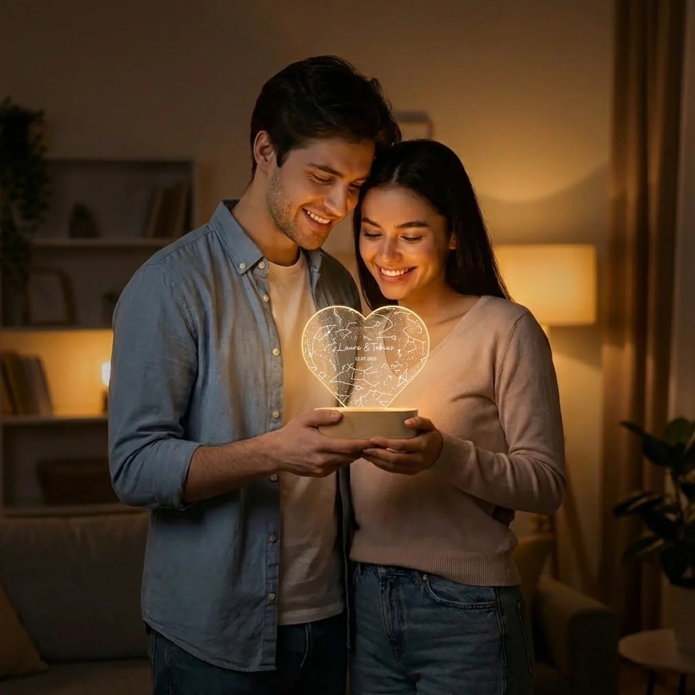 Lampe acrylique « Ciel étoilé » en forme de cœur personnalisée - Image 10