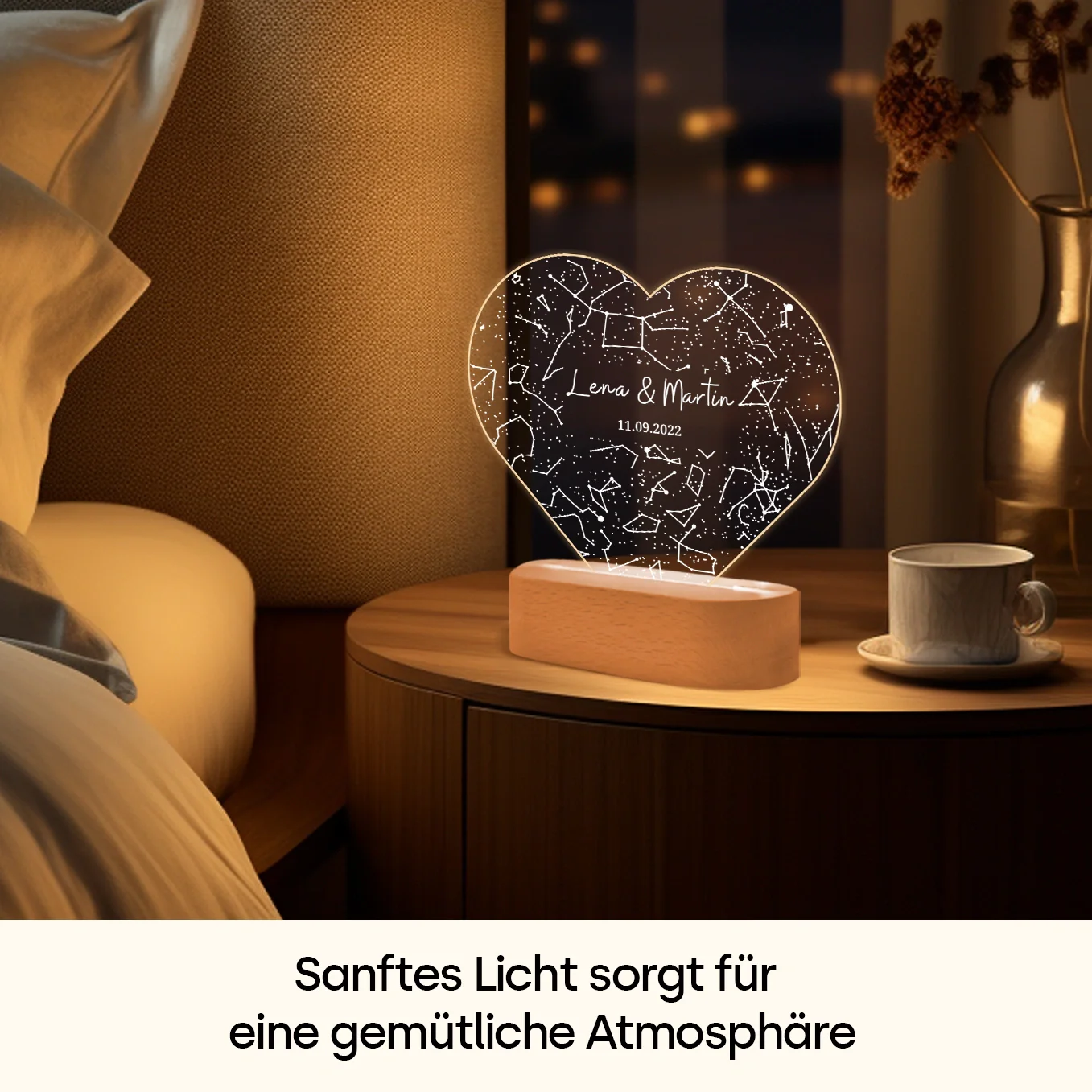 Lampe acrylique « Ciel étoilé » en forme de cœur personnalisée - Image 11