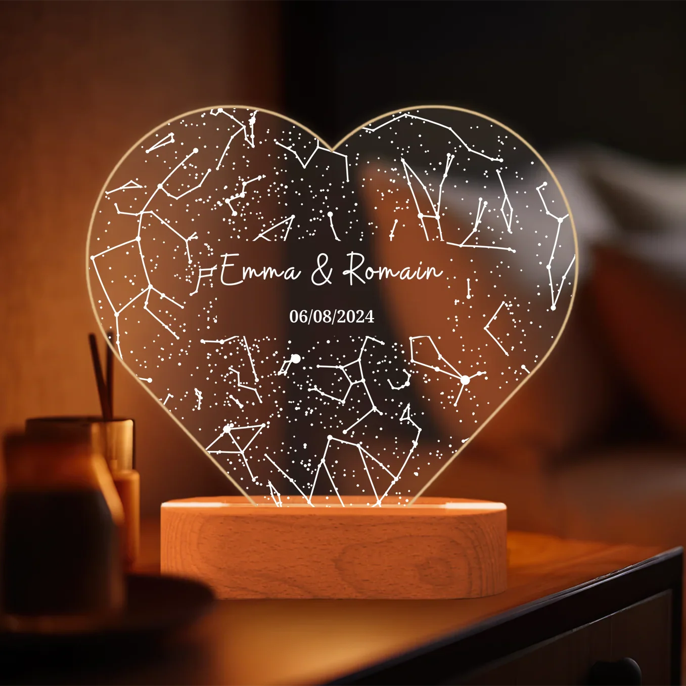 Lampe acrylique « Ciel étoilé » en forme de cœur personnalisée - Image 14